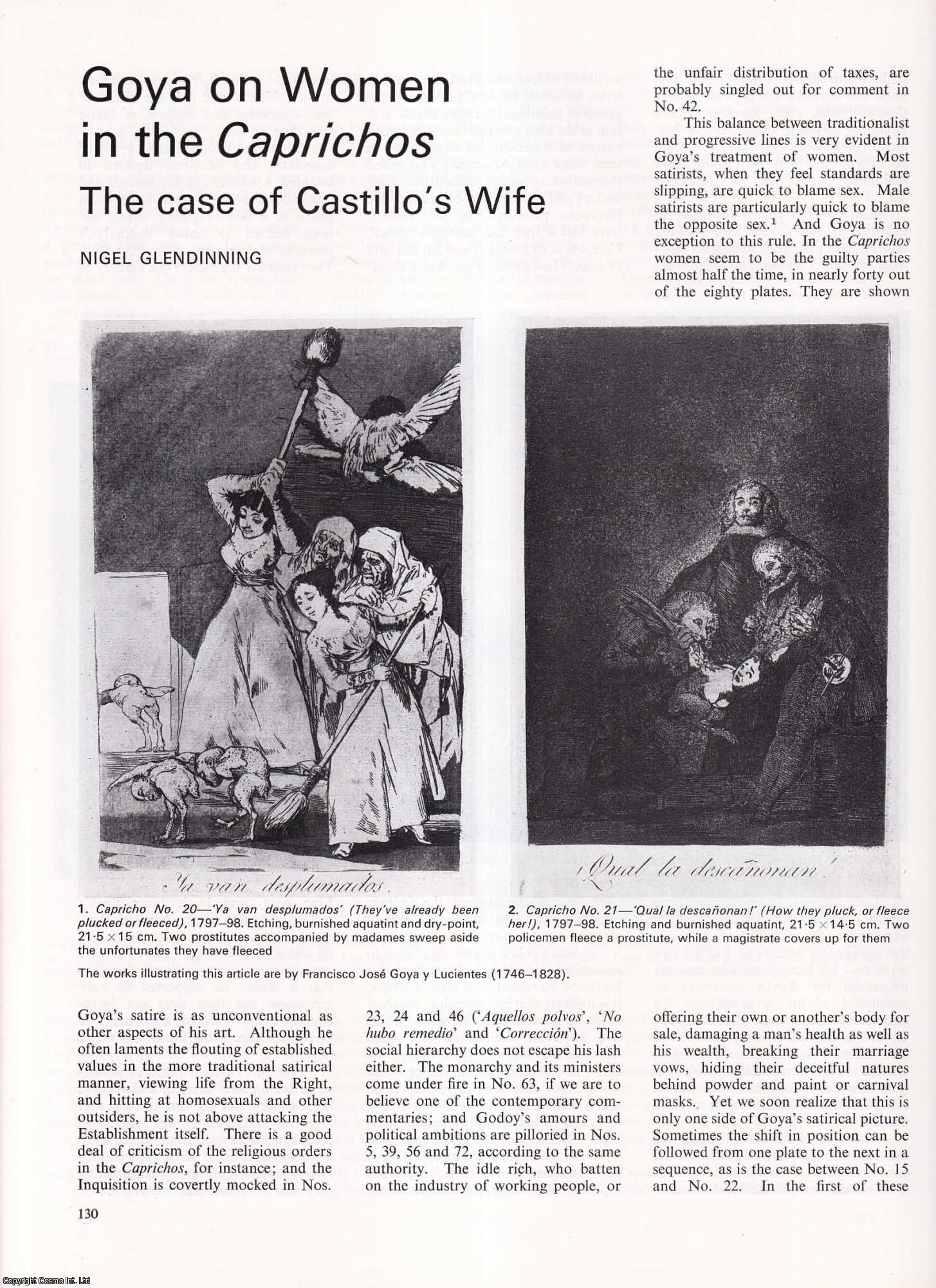 Nigel Glendinning - Goya on Women in the Caprichos: The Case of Castillo's Wife. An original article from Apollo, International Magazine of the Arts, 1978.