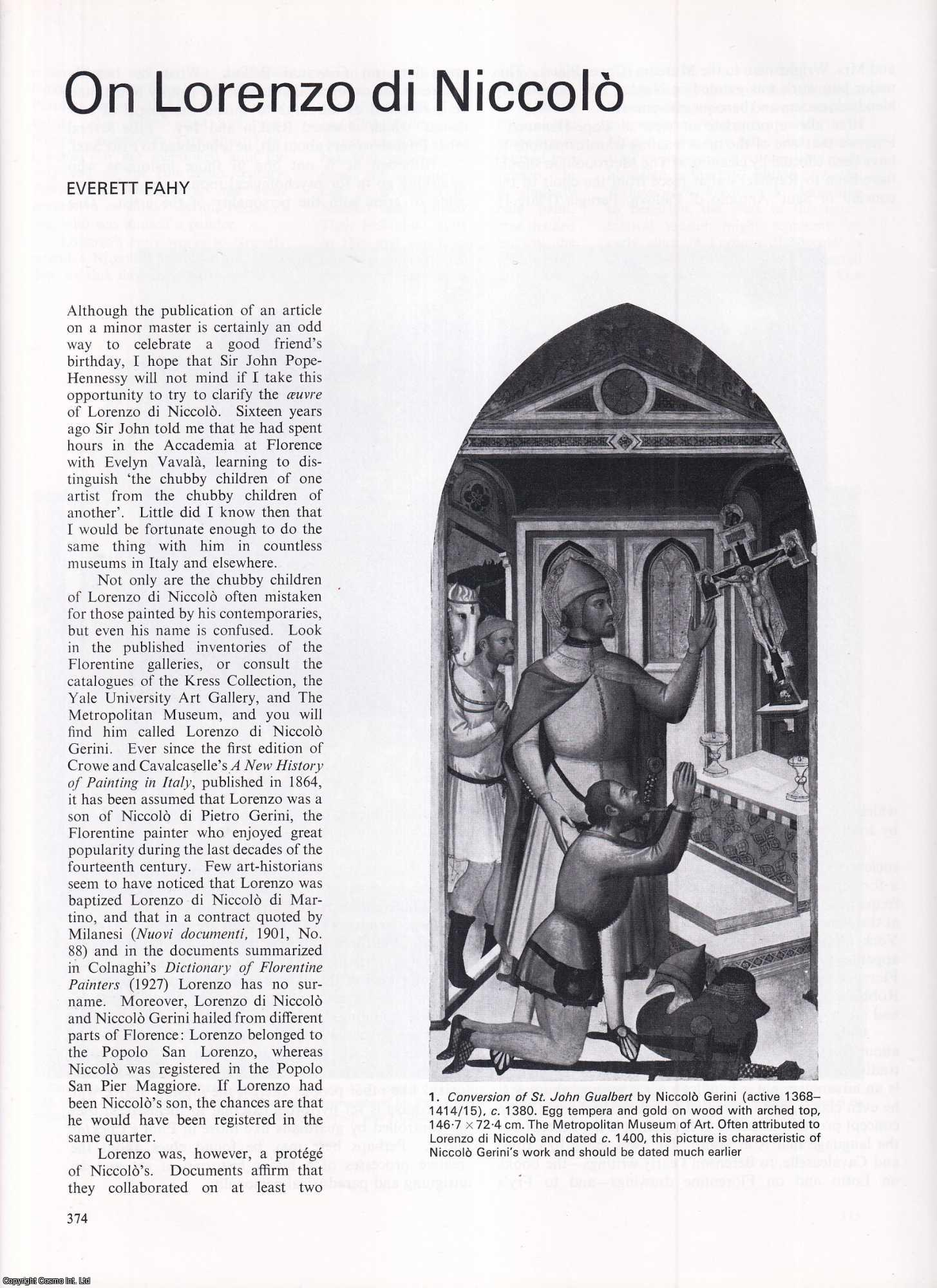 Everett Fahy - On Lorenzo di Niccolo. An original article from Apollo, International Magazine of the Arts, 1978.