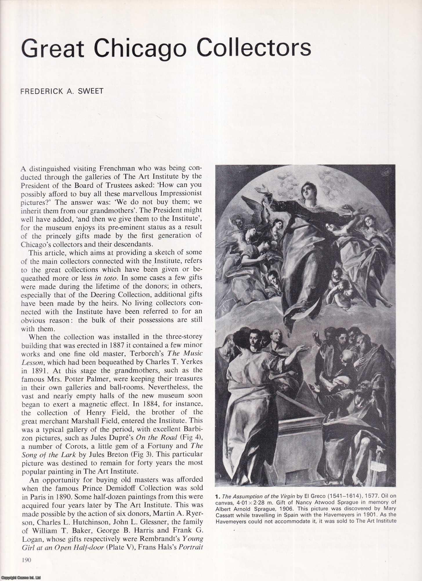 Frederick A. Sweet, Margaret Gentles - Great Chicago Art Collectors. Together with, Clarence Buckingham: Collector of Japanese Prints. Two original articles from Apollo, International Magazine of the Arts, 1966.