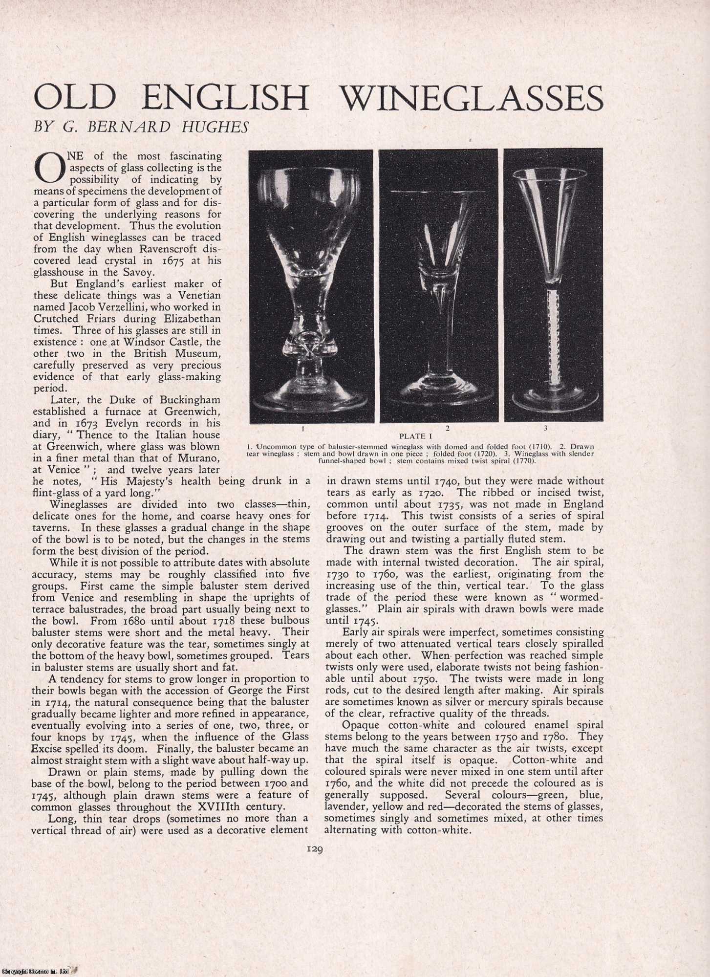 G. Bernard Hughes - Old English Wineglasses. An original article from Apollo, International Magazine of the Arts, 1942.