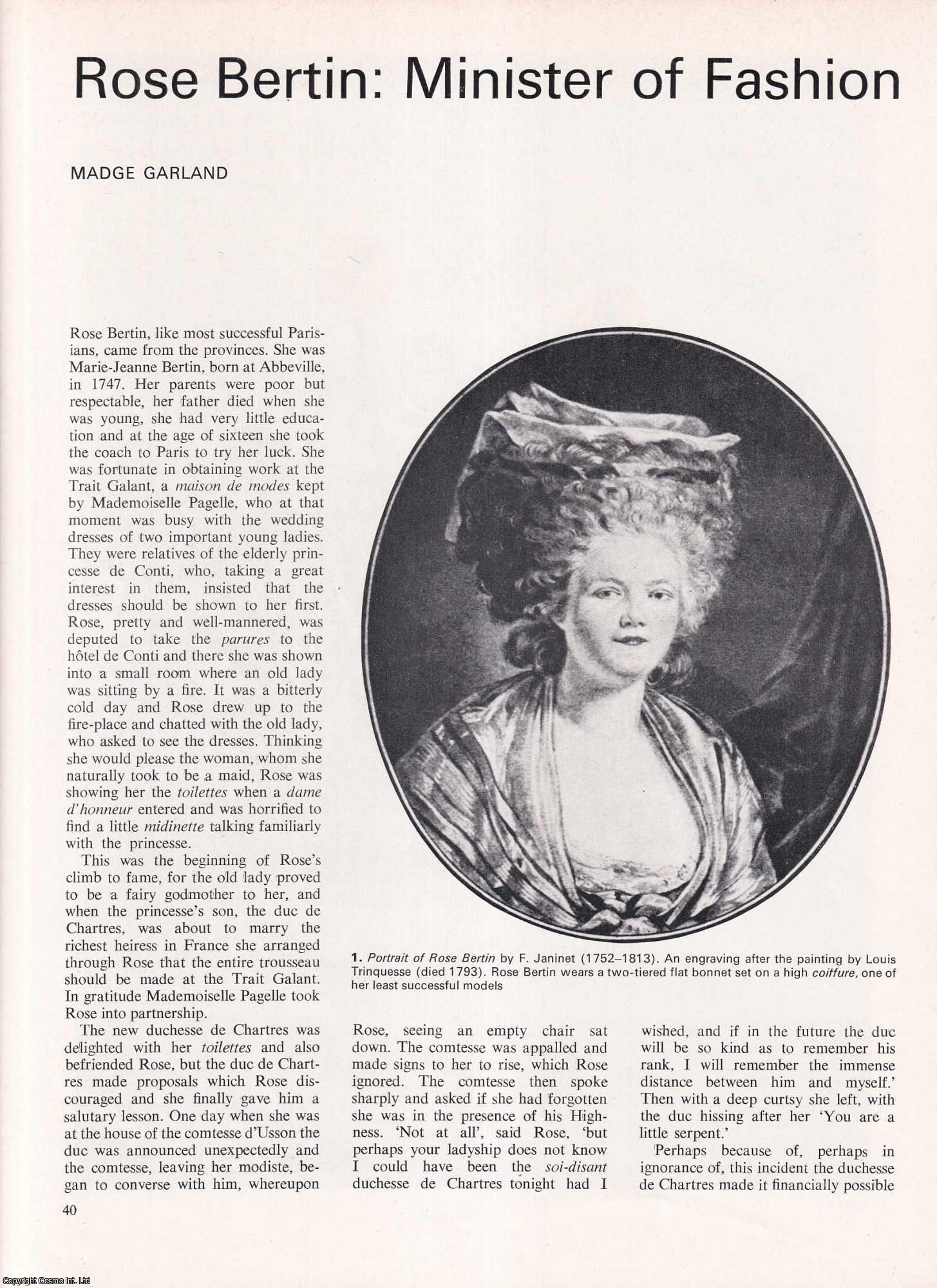 Madge Garland - Rose Bertin (1747-1813): Minister of Fashion. An original article from Apollo, International Magazine of the Arts, 1968.