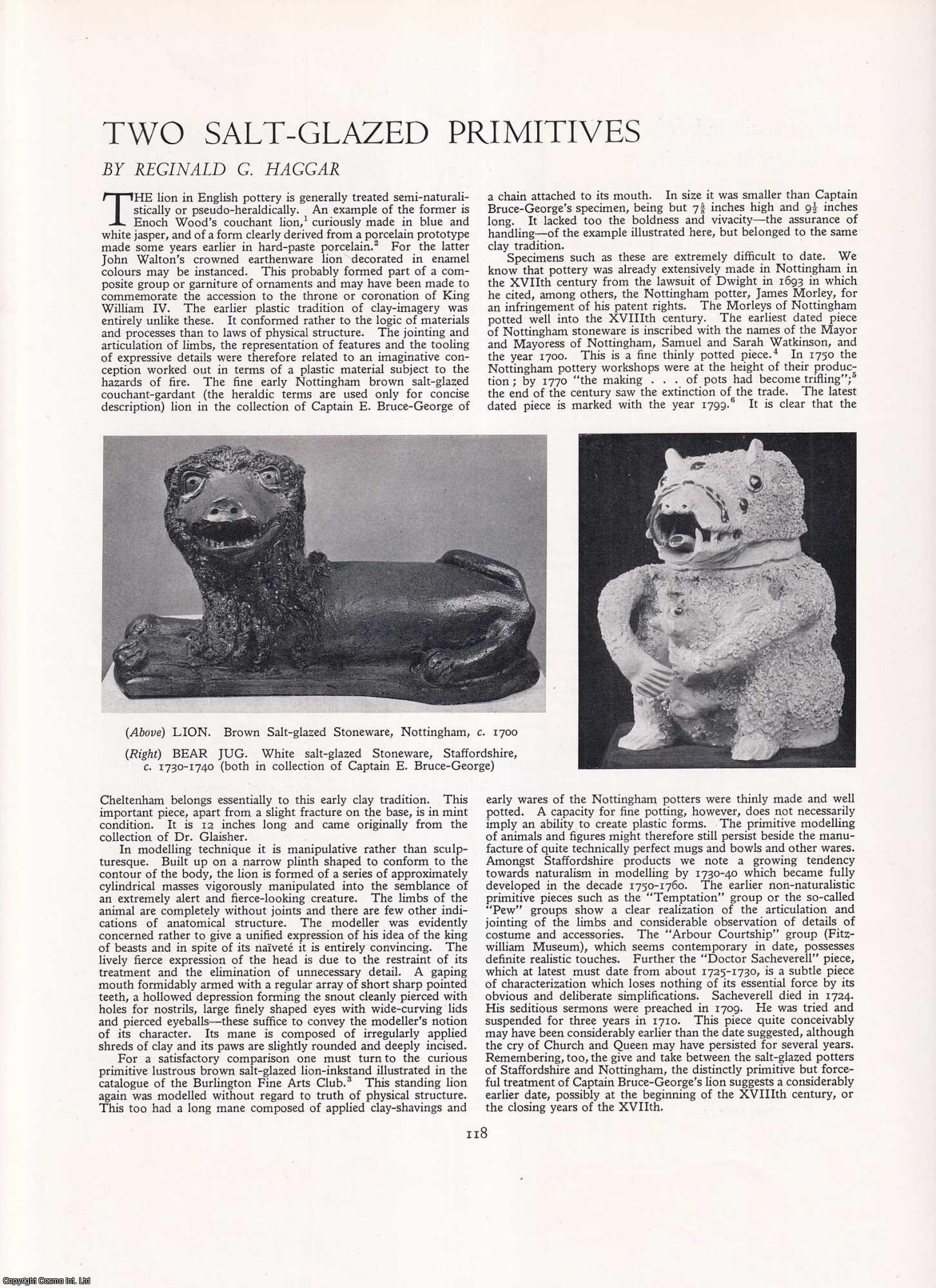 Reginald G. Haggar - Two Salt-Glazed Primitives. An original article from Apollo, International Magazine of the Arts, 1948.