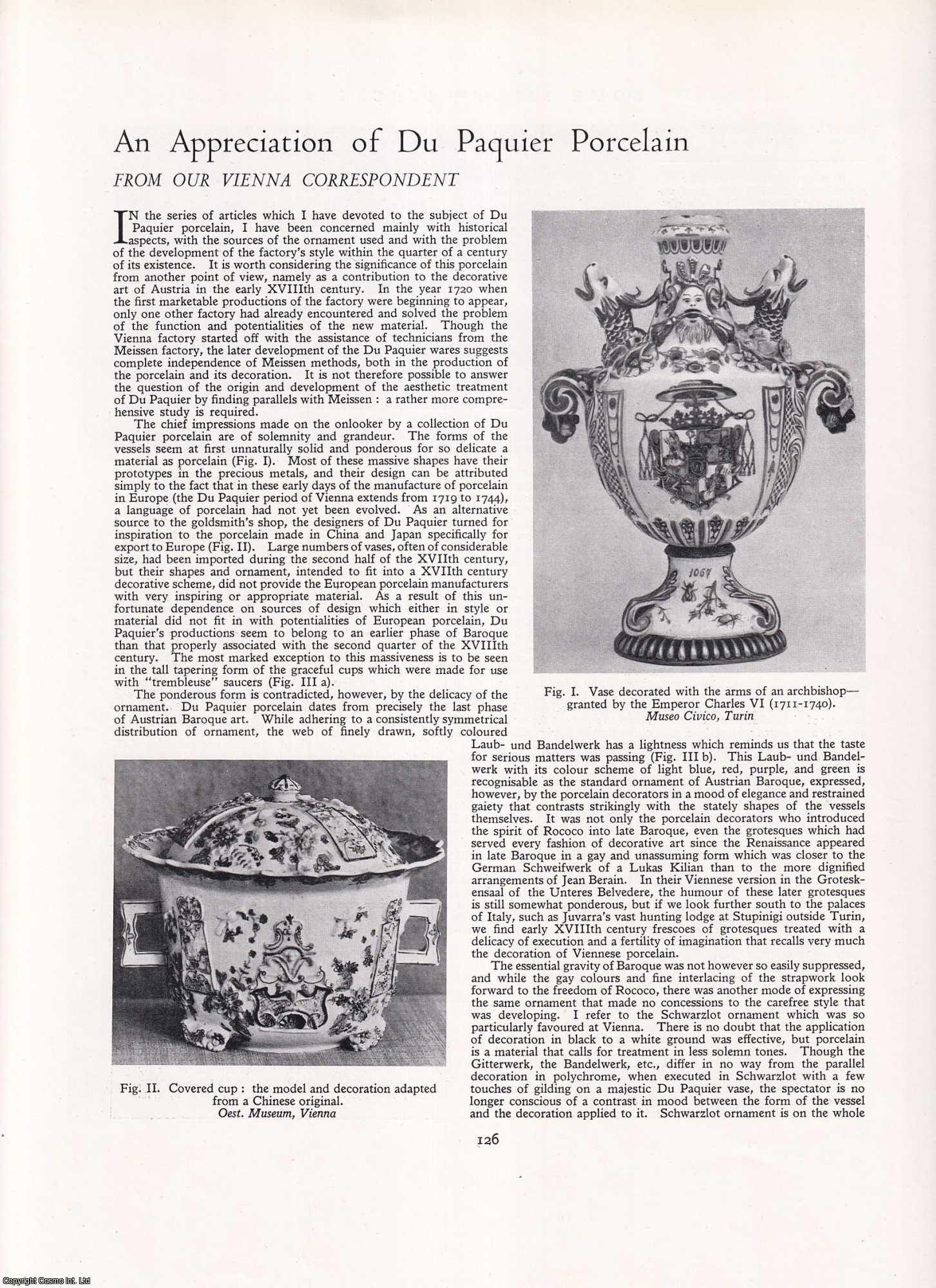 Not stated - An Appreciation of Du Paquier Porcelain. An original article from Apollo, International Magazine of the Arts, 1948.