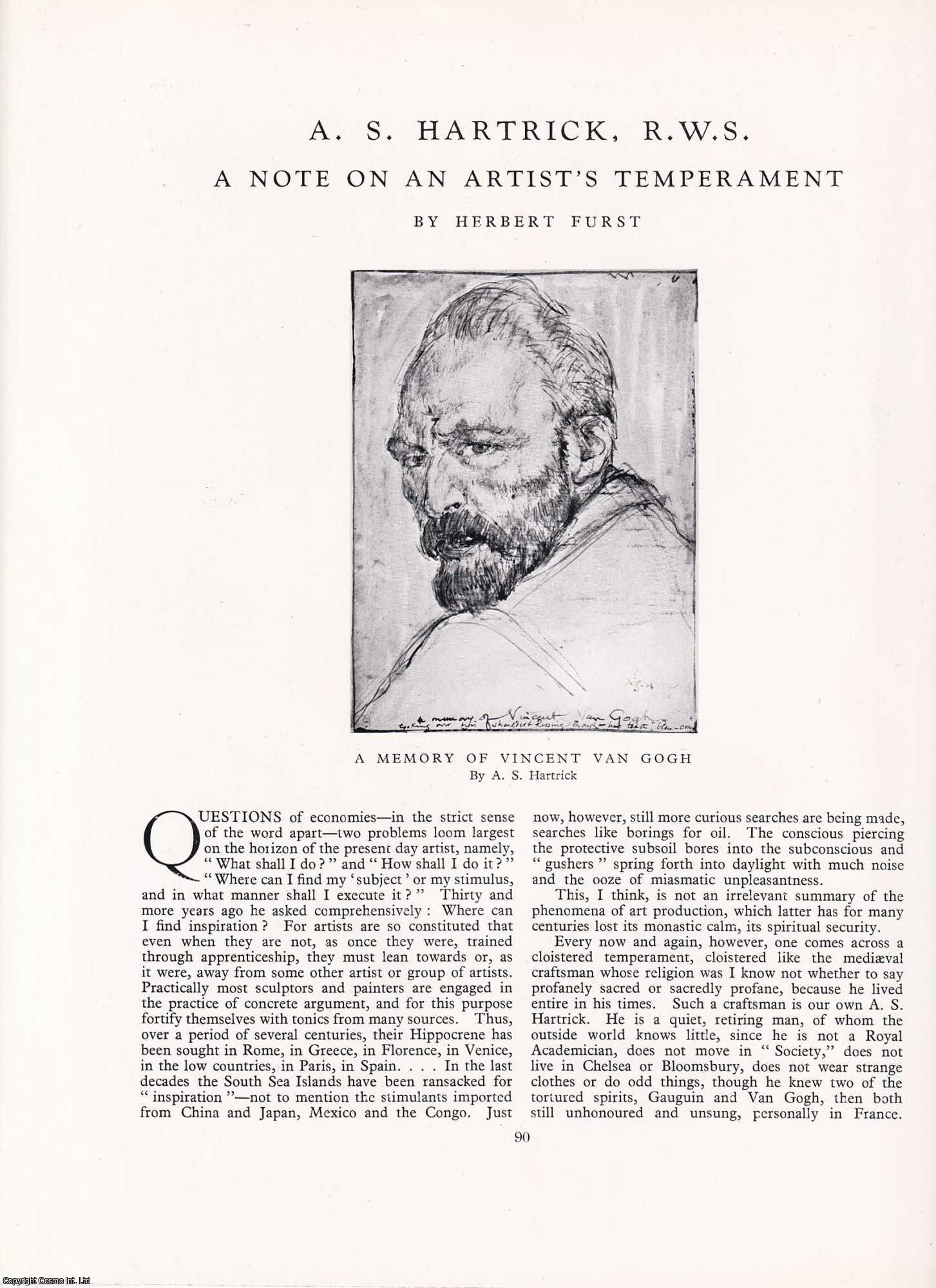 Herbert Furst - A.S. Hartick, R.W.S: A Note on the Artist's Temperament. An original article from Apollo, International Magazine of the Arts, 1936.