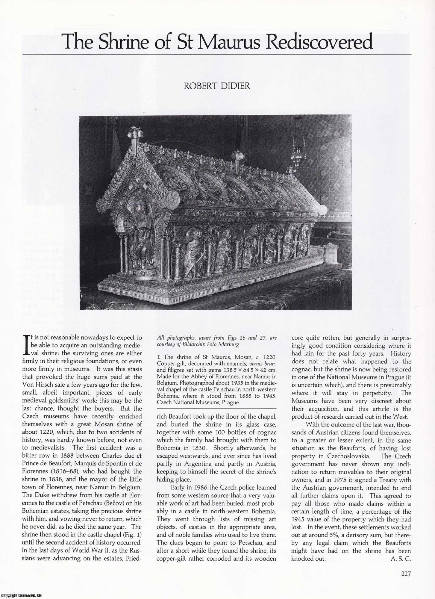 Robert Didier - The Shrine of St. Maurus (Made for the Abbey of Florennes, near Namur, Belgium) Rediscovered. An original article from Apollo, International Magazine of the Arts, 1988.