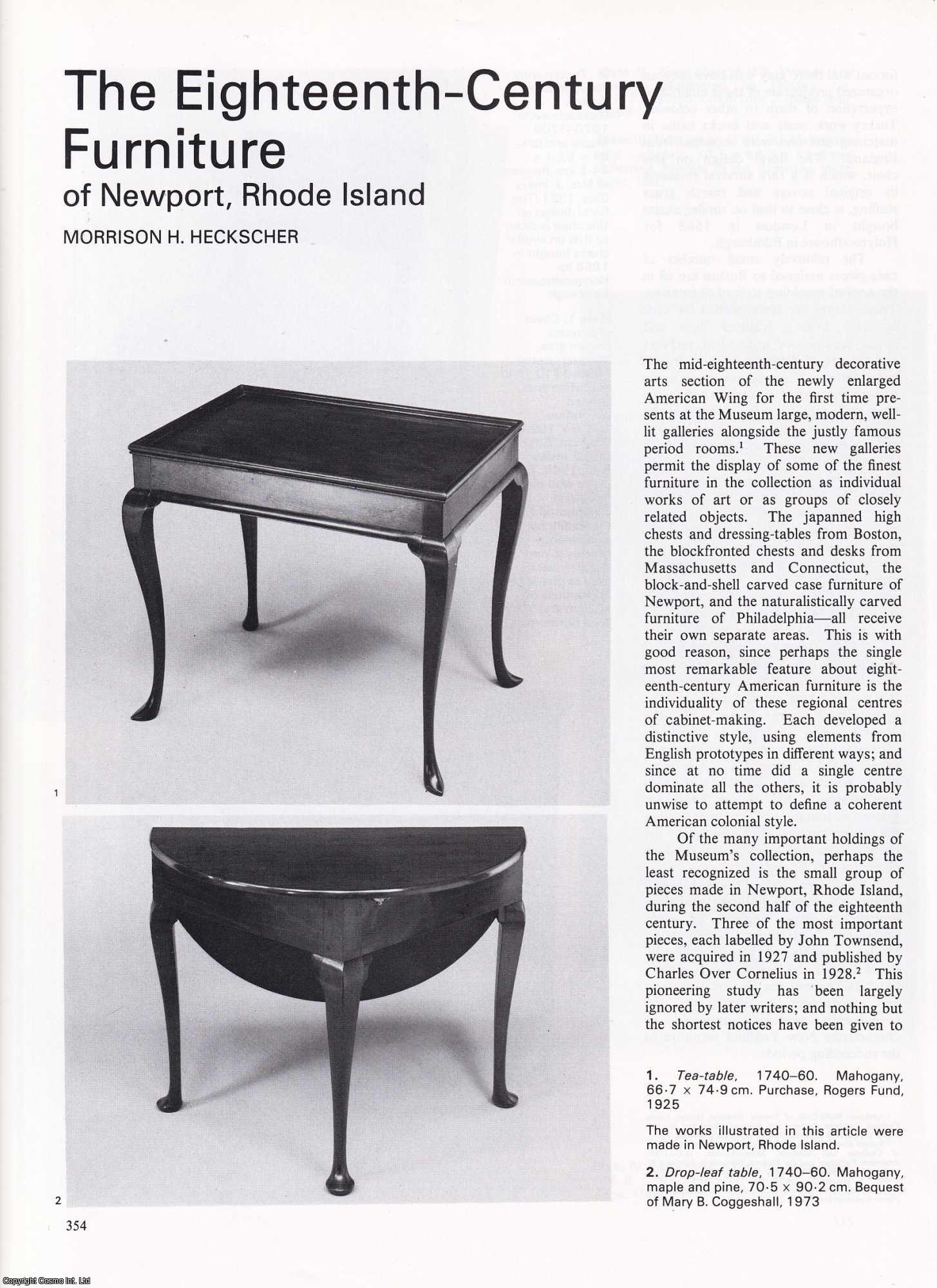 Morrison H. Heckscher - The Eighteenth-Century Furniture of Newport, Rhode Island. An original article from Apollo, International Magazine of the Arts, 1980.