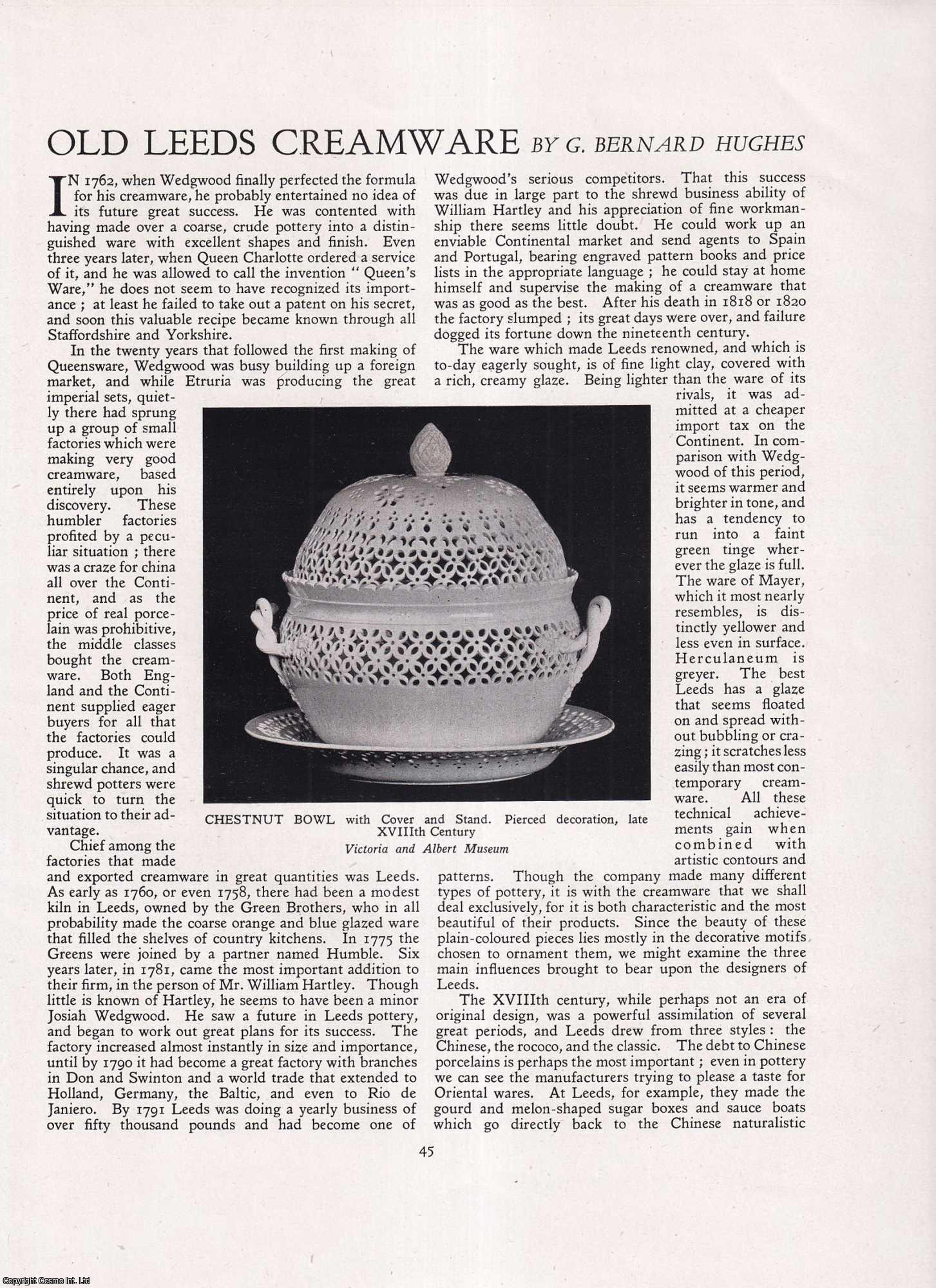 G. Bernard Hughes - Old Leeds Creamware. An original article from Apollo, International Magazine of the Arts, 1943.