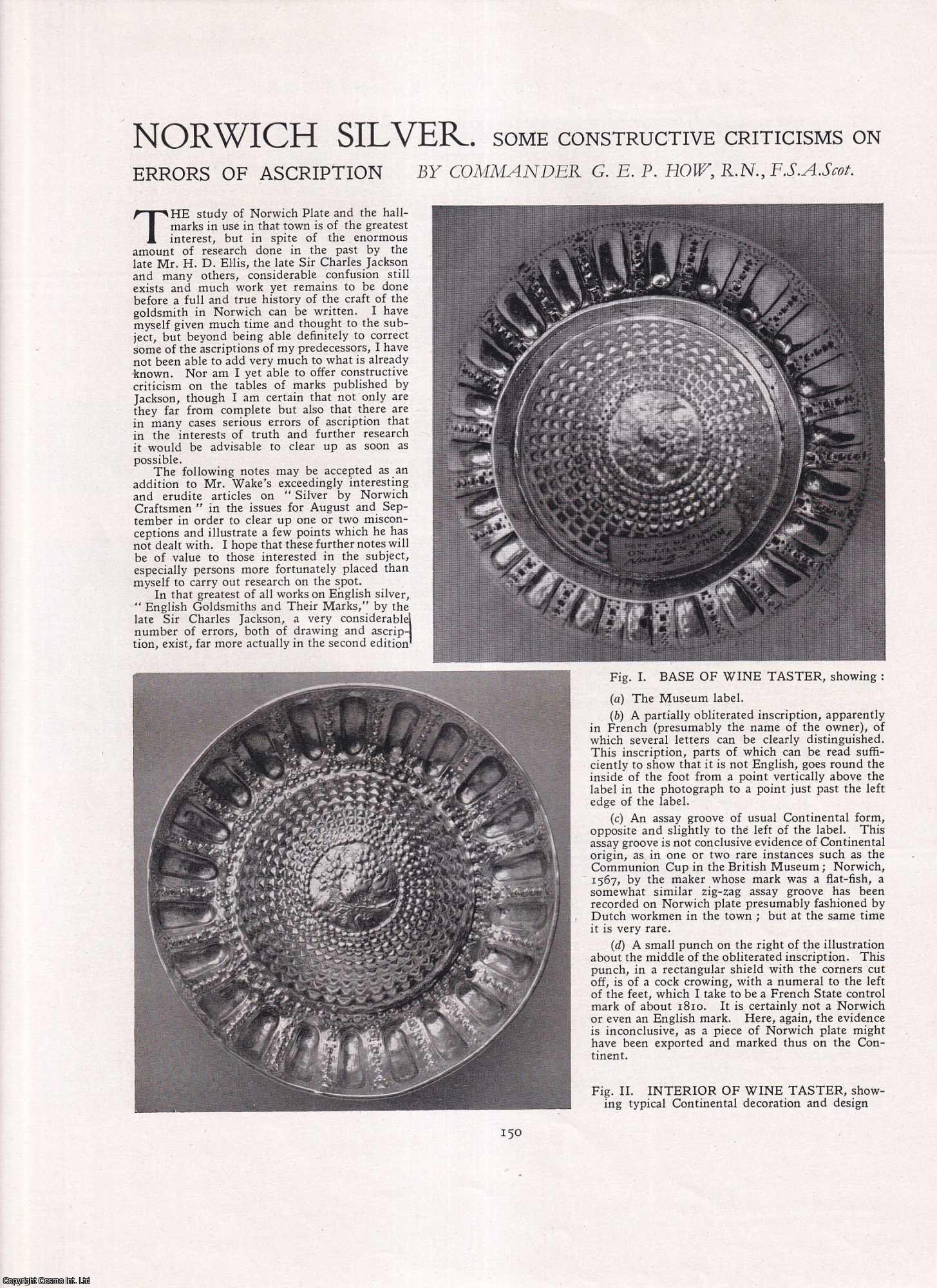 Commander G.E.P. How - Norwich Silver: Some Constructive Criticisms on Errors of Ascription. An original article from Apollo, International Magazine of the Arts, 1944.