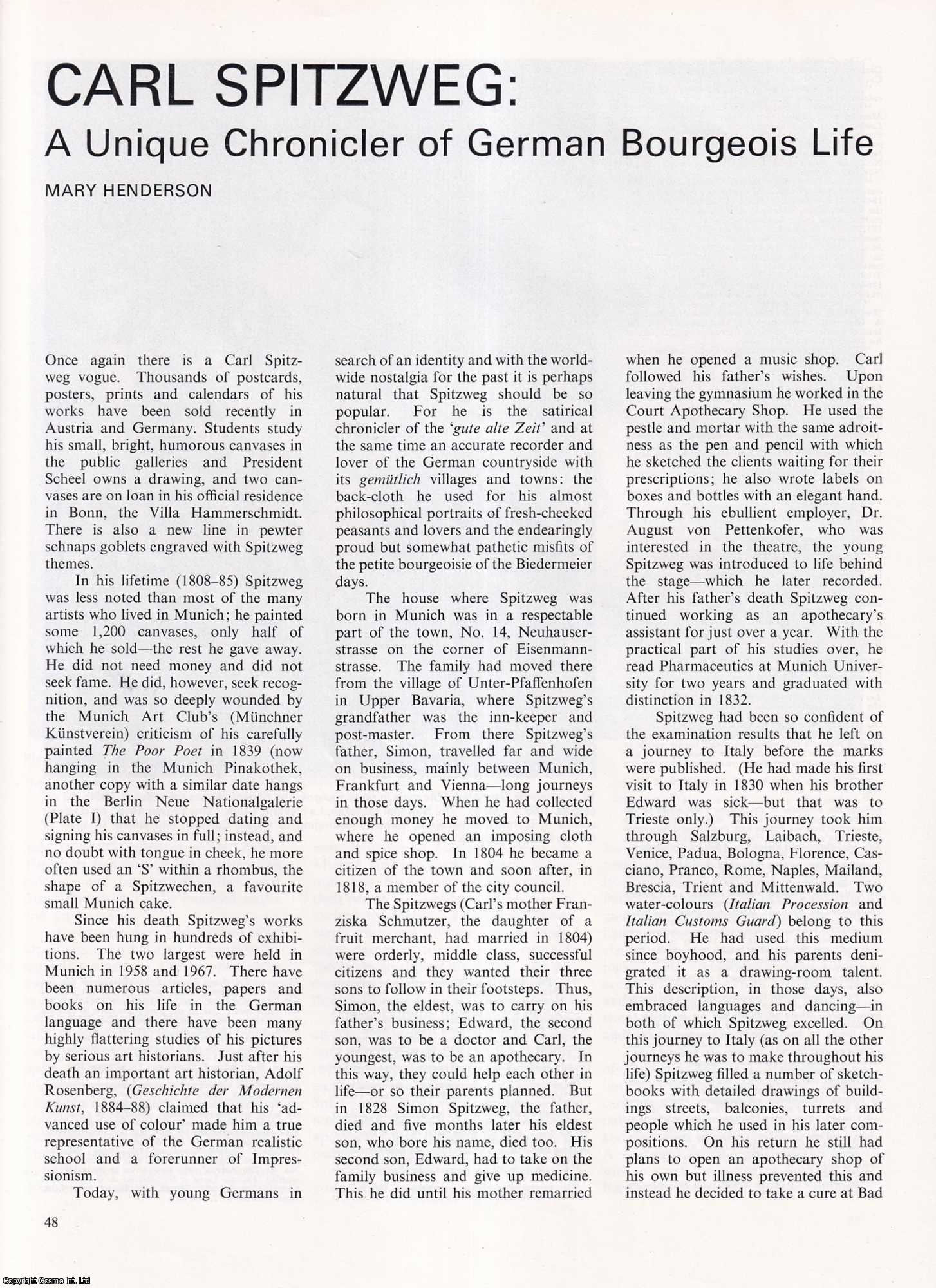 Mary Henderson - Carl Spitzweg: A Unique Chronicler of German Bourgeois Life. An original article from Apollo, International Magazine of the Arts, 1976.