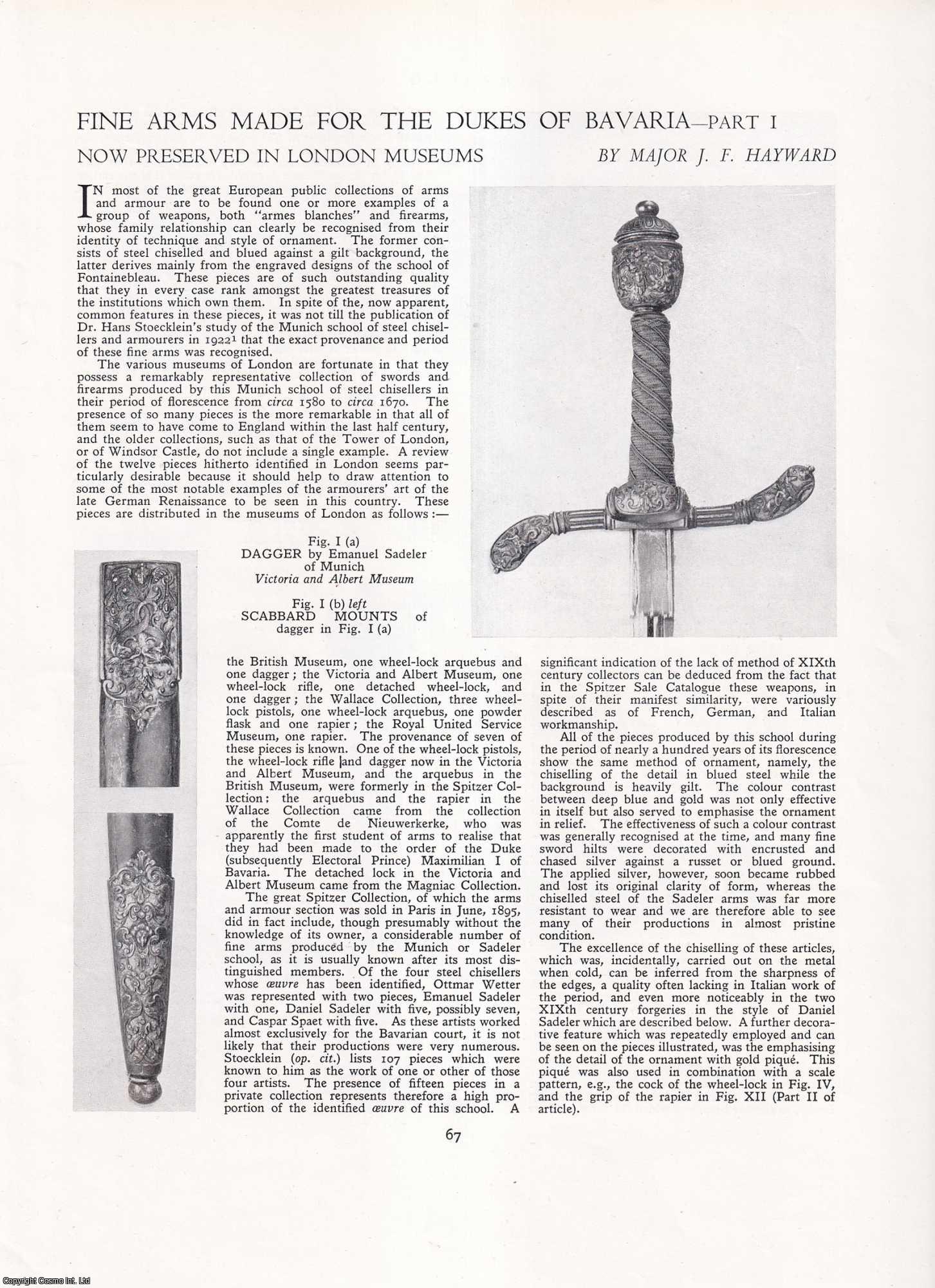 Major J.F. Hayward - Fine Arms Made for the Dukes of Bavaria. An original article from Apollo, International Magazine of the Arts, 1946.