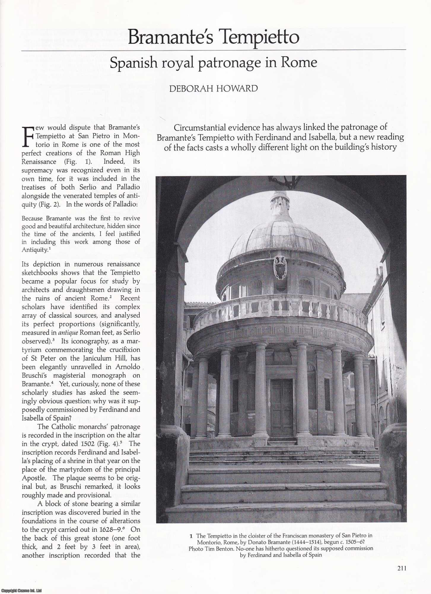 Deborah Howard - Bramante's Tempietto in the Cloister of the San Pietro Monastery, Rome: Spanish Royal Patronage in Rome. An original article from Apollo, International Magazine of the Arts, 1992.