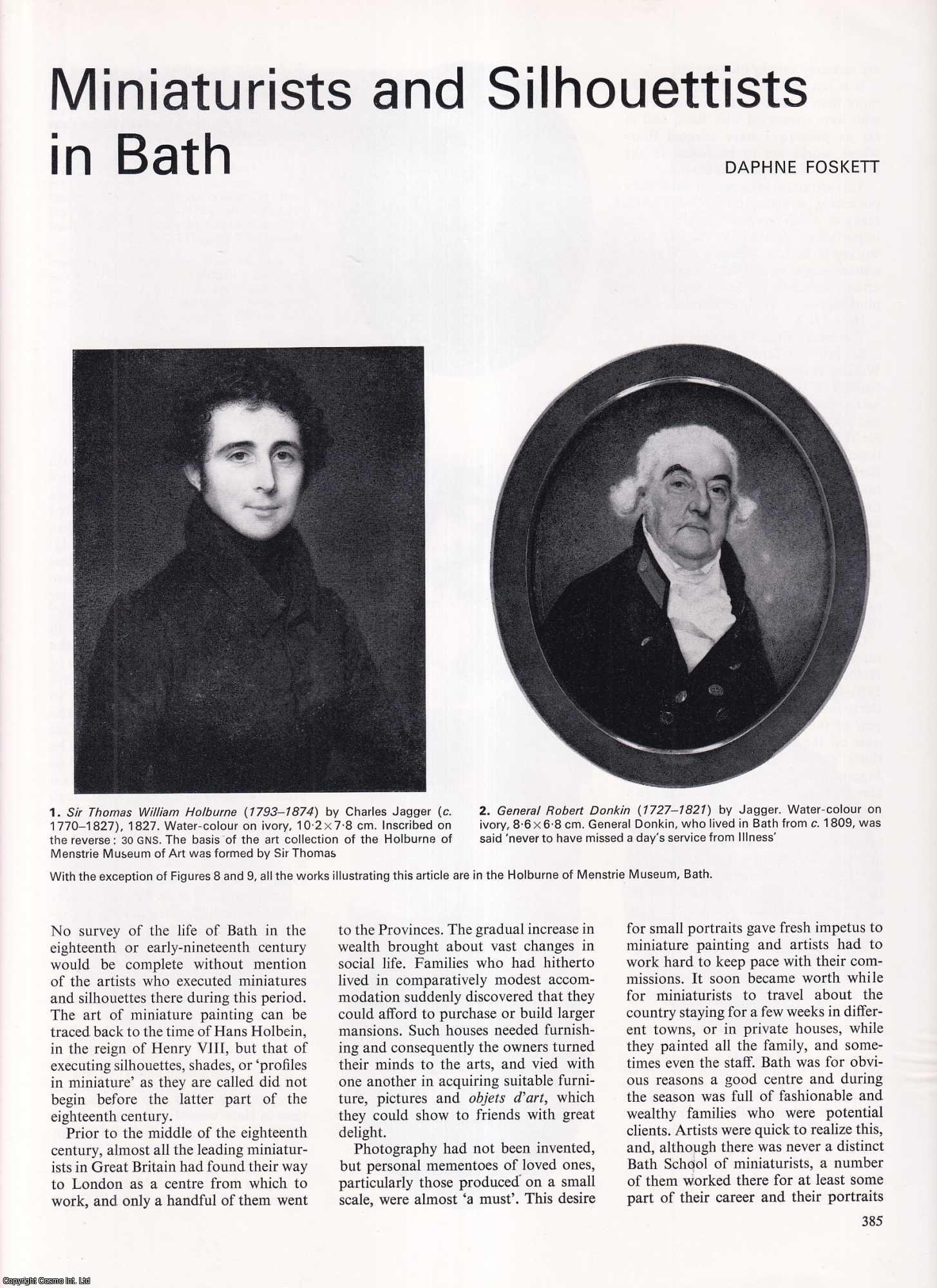 Daphne Foskett - Miniaturists and Silhouettists in Bath. An original article from Apollo, International Magazine of the Arts, 1973.