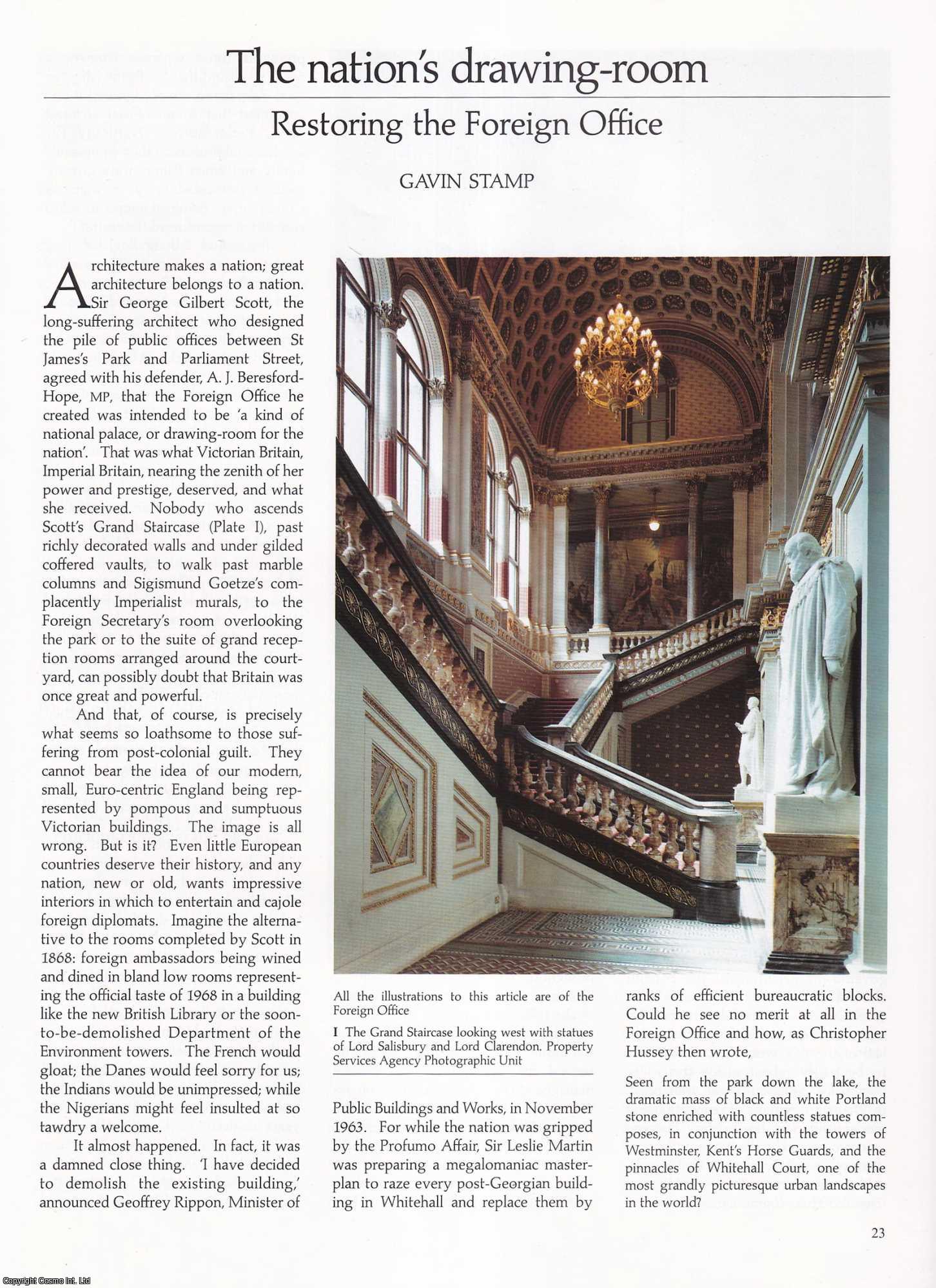 Gavin Stamp - The Nation's Drawing Room: Restoring the Foreign Office. An original article from Apollo, International Magazine of the Arts, 1992.