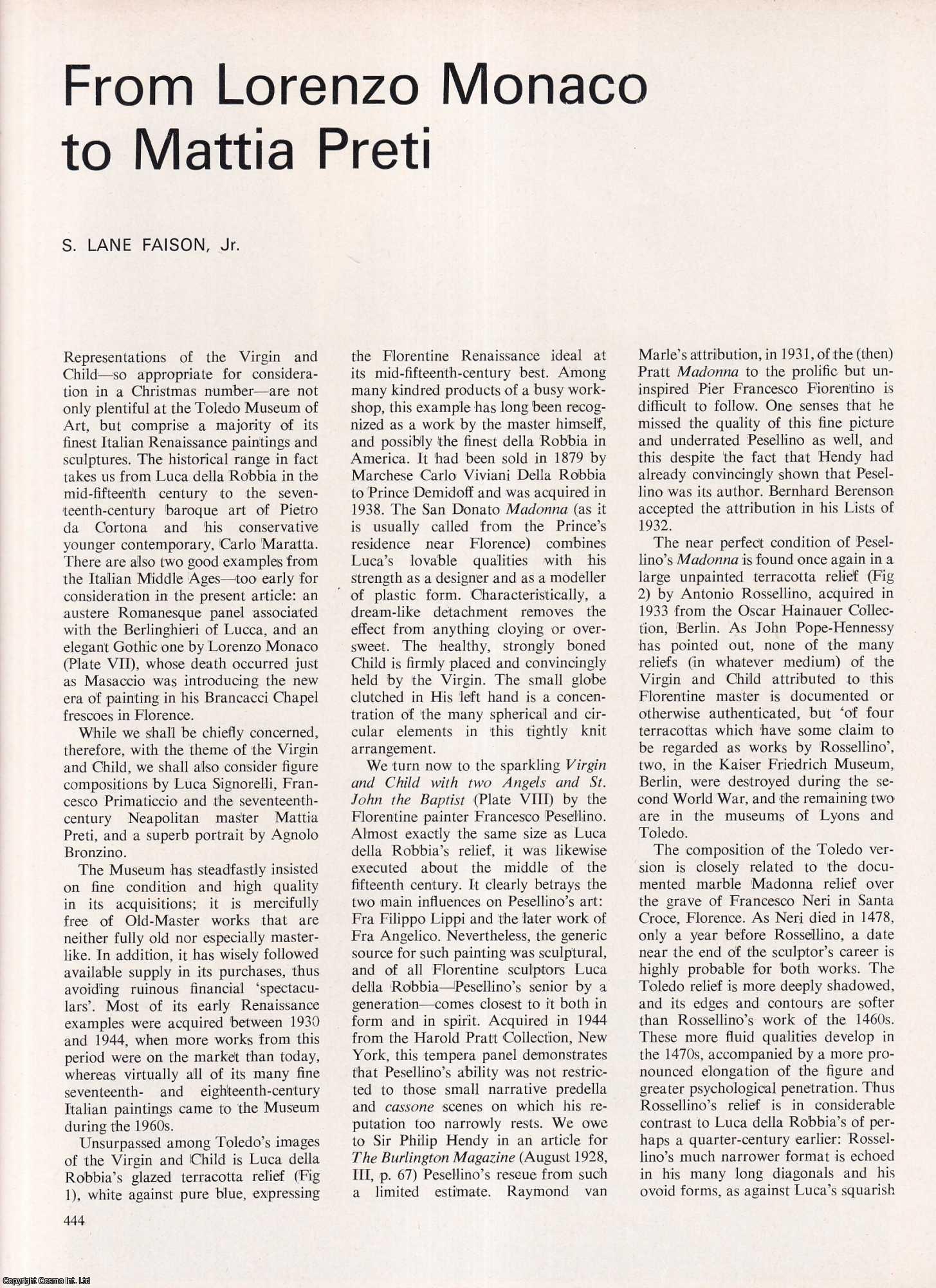 S. Lane Faison Jr. - Representations of the Virgin and Child: From Lorenzo Monaco to Mattia Preti. An original article from Apollo, International Magazine of the Arts, 1967.
