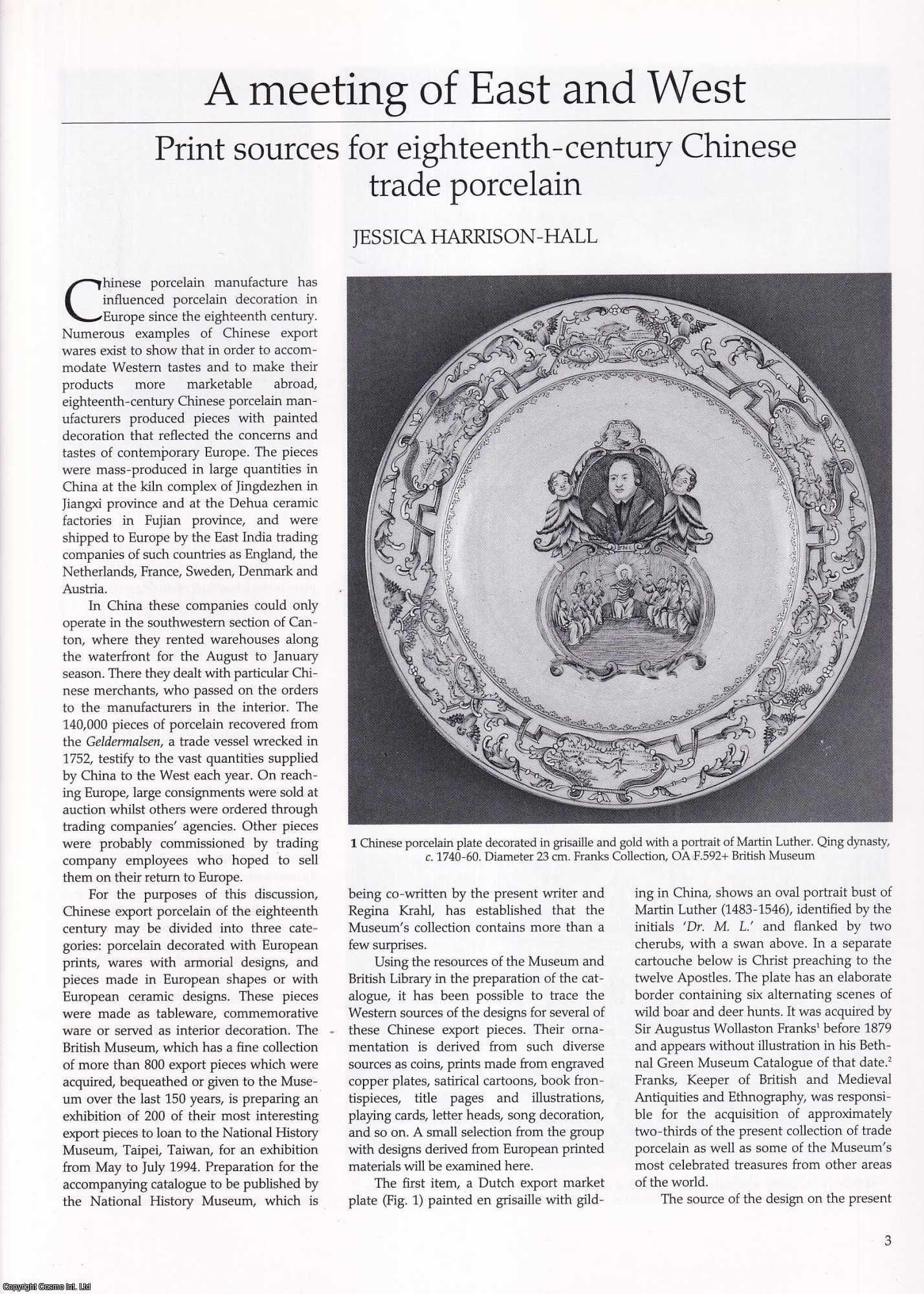 Jessica Harrison-Hall - Print Sources for Eighteenth-Century Chinese Trade Porcelain. An original article from Apollo, International Magazine of the Arts, 1994.