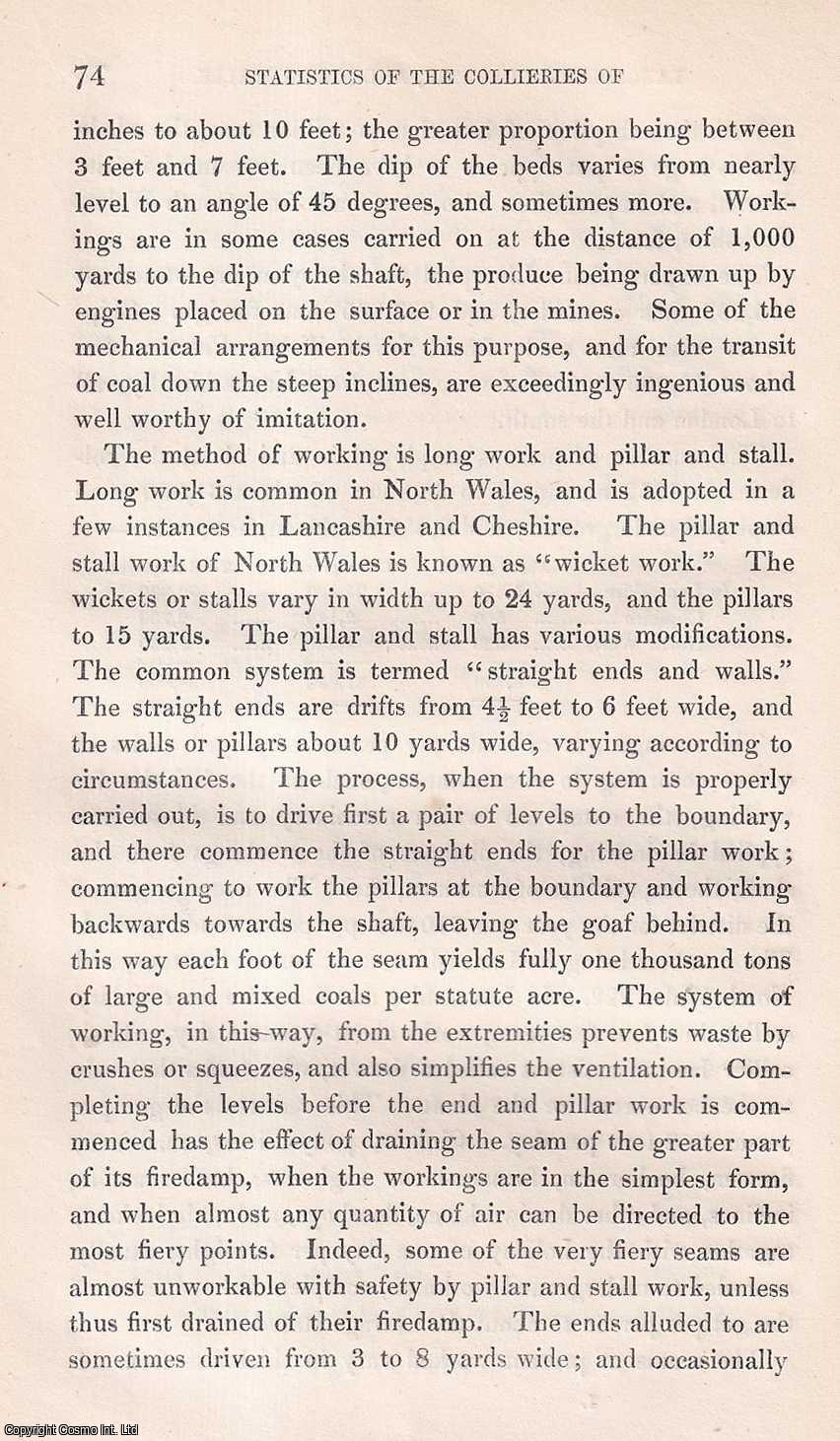 Joseph Dickinson - Statistics of the Collieries of Lancashire, Cheshire and North Wales. This is an original article from the Memoirs of the Literary and Philosophical Society of Manchester, 1855.
