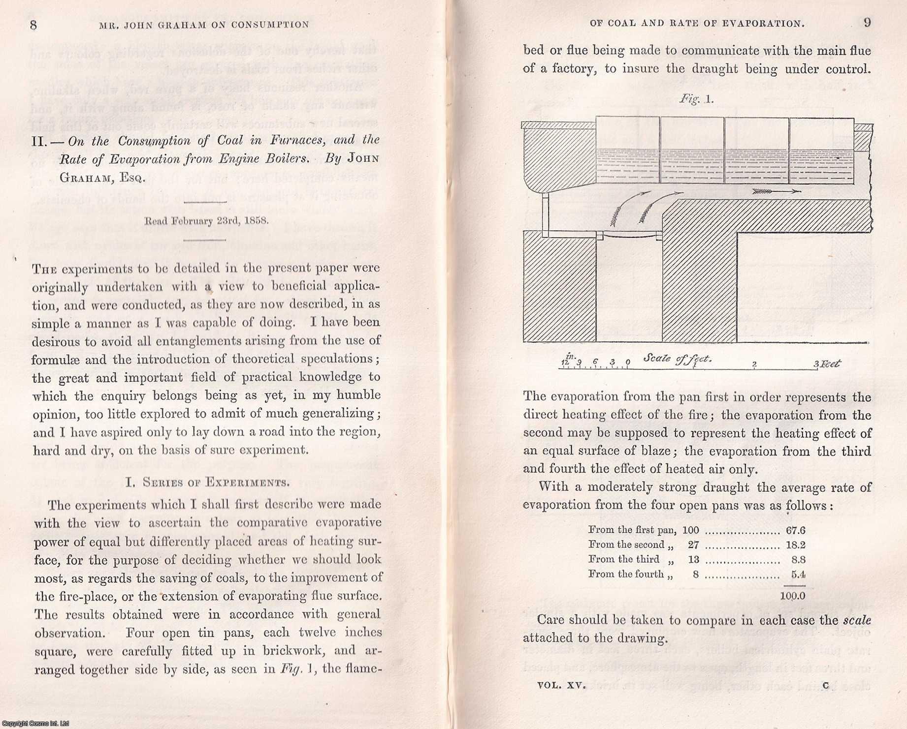 John Graham - On the Consumption of Coal in Furnaces, and the Rate of Evaporation from Engine Boiliers. This is an original article from the Memoirs of the Literary and Philosophical Society of Manchester, 1860.