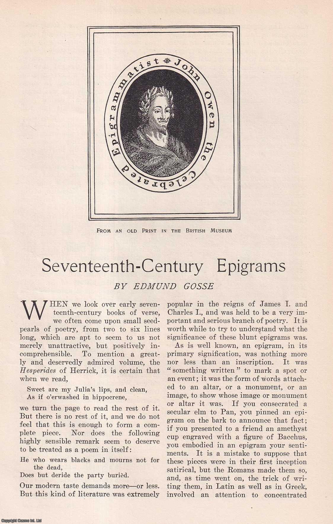 Edmund Gosse - Seventeenth-Century Epigrams. This is an original article from the Harper's Monthly Magazine, 1905.
