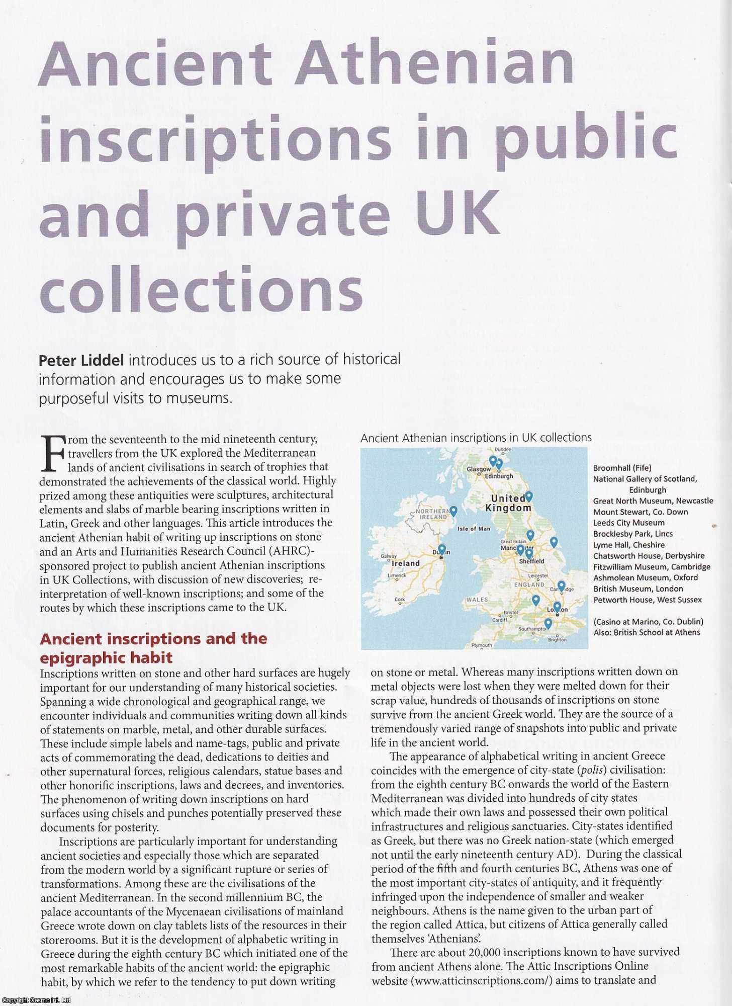 Peter Liddel - Ancient Athenian Inscriptions in Public and Private UK Collections. An original article from Historian, the magazine of The Historical Association, 2021.
