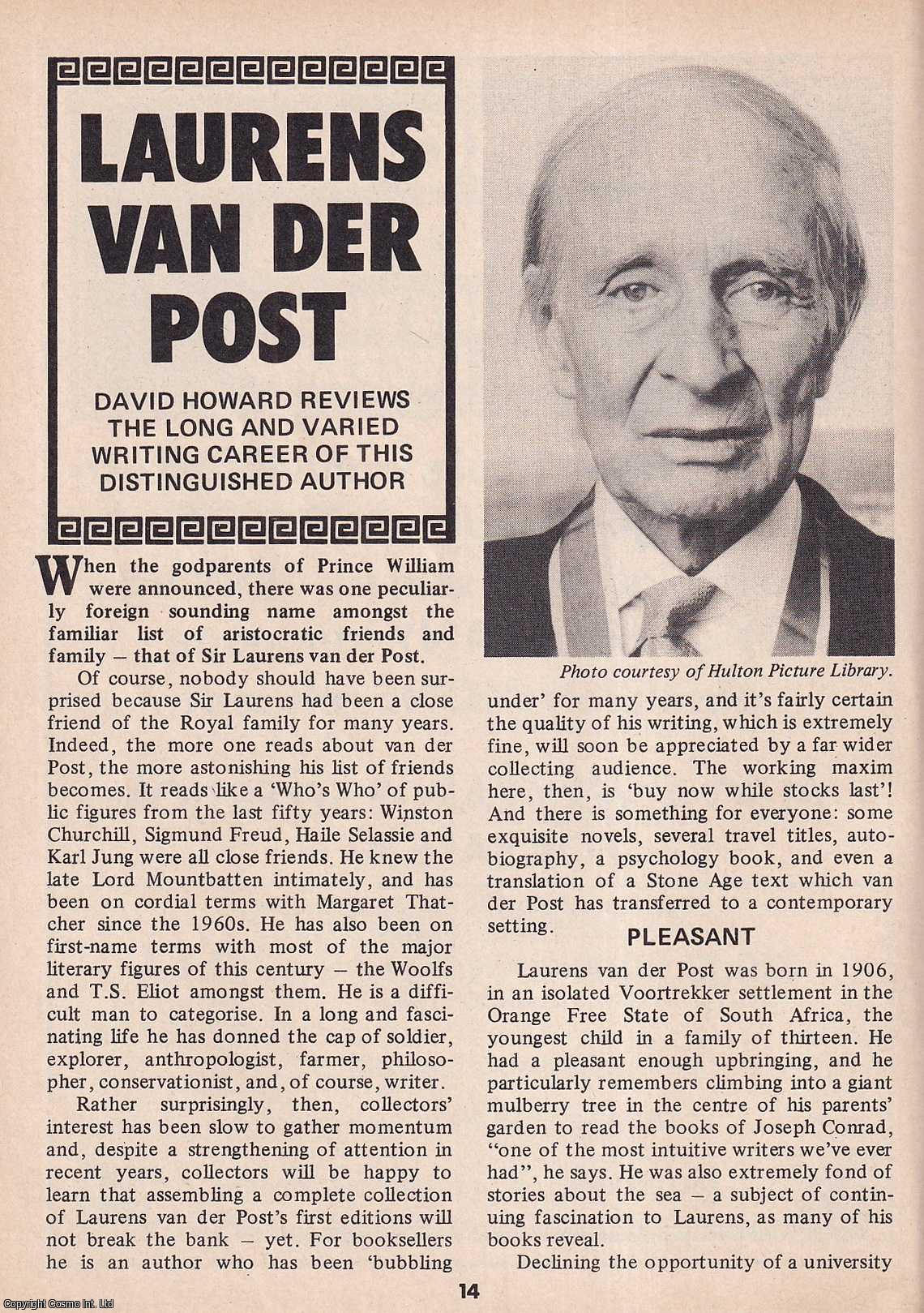 David Howard - Laurens Van Der Post (South African author). This is an original article separated from an issue of The Book & Magazine Collector publication.