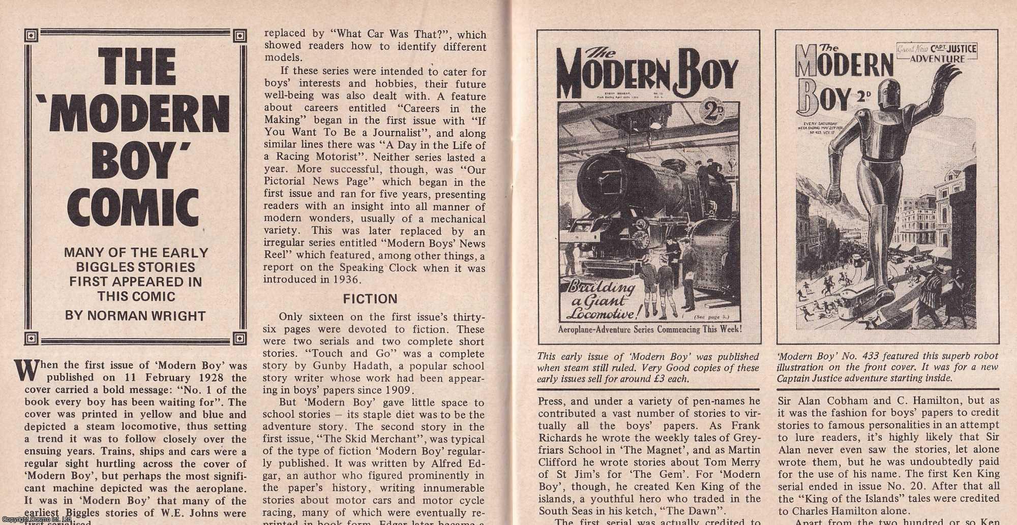 Norman Wright - The Modern Boy Comic : Many of The Early Biggles Stories First Appeared in This Comic. This is an original article separated from an issue of The Book & Magazine Collector publication.