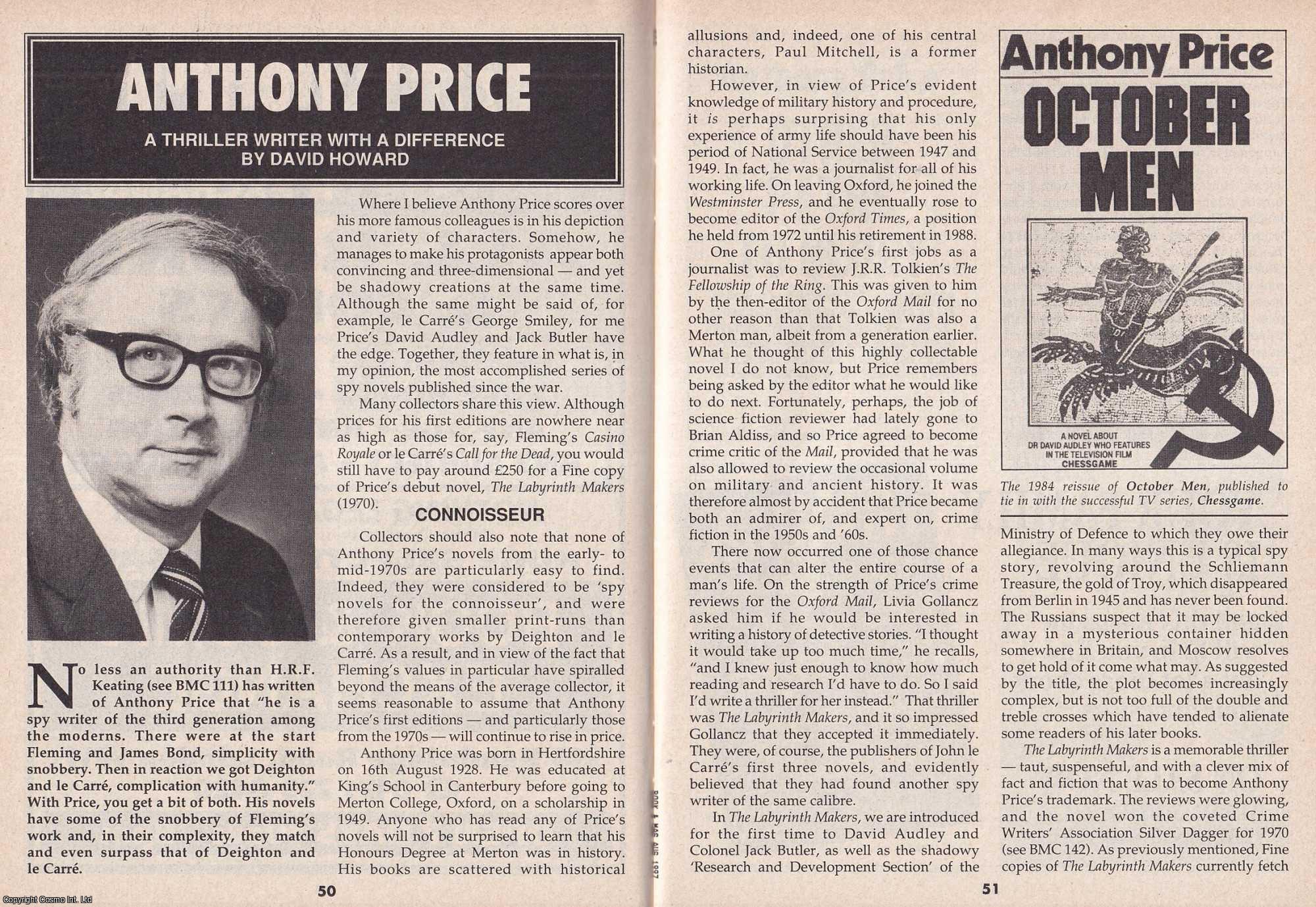 David Howard - Anthony Price, thriller writer. This is an original article separated from an issue of The Book & Magazine Collector publication, 1997.
