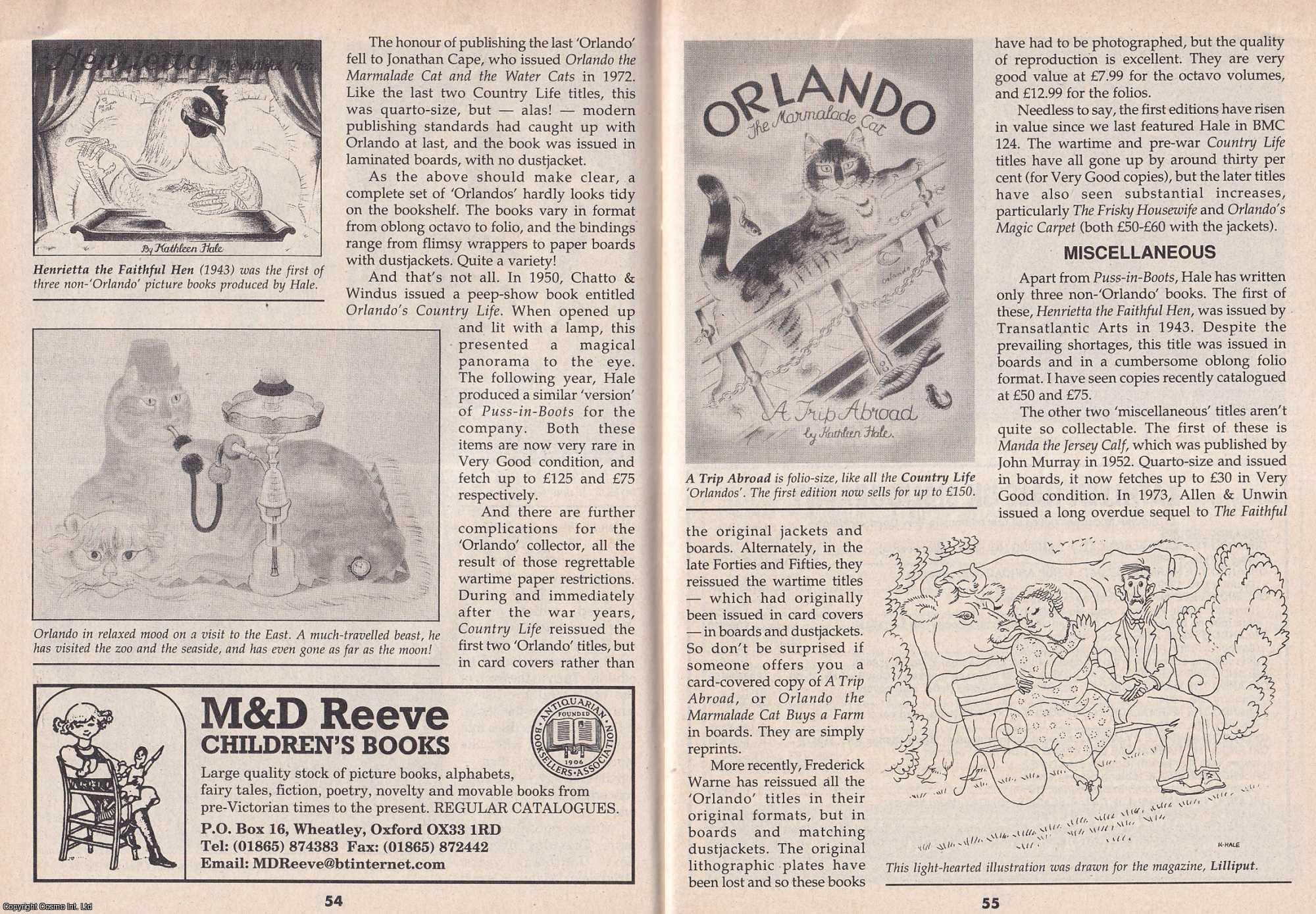 Crispin Jackson - Kathleen Hale : The Creator of Orlando The Marmalade Cat. This is an original article separated from an issue of The Book & Magazine Collector publication.
