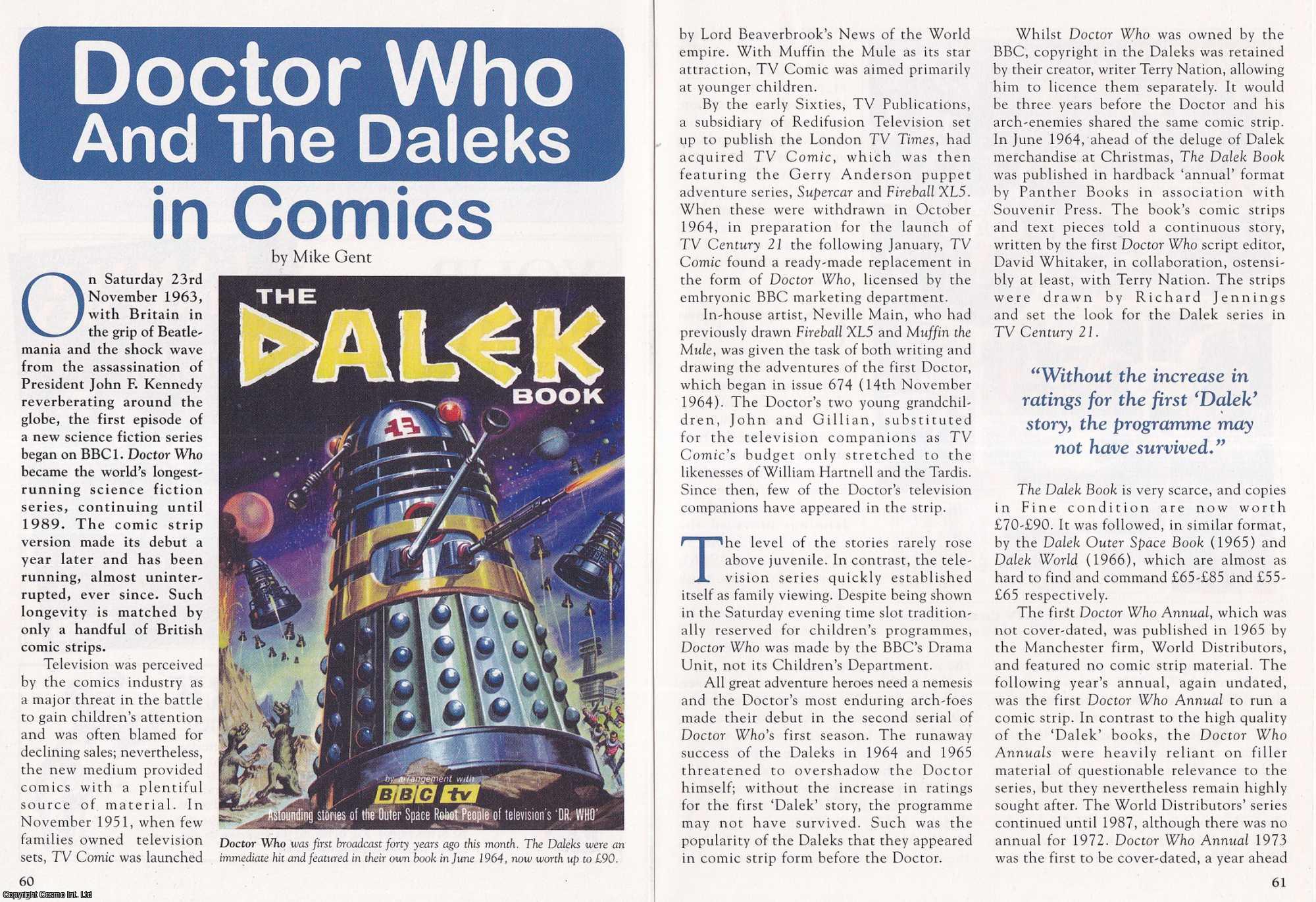 Mike Gent - Doctor Who & The Daleks in Comics. This is an original article separated from an issue of The Book & Magazine Collector publication, 2003.