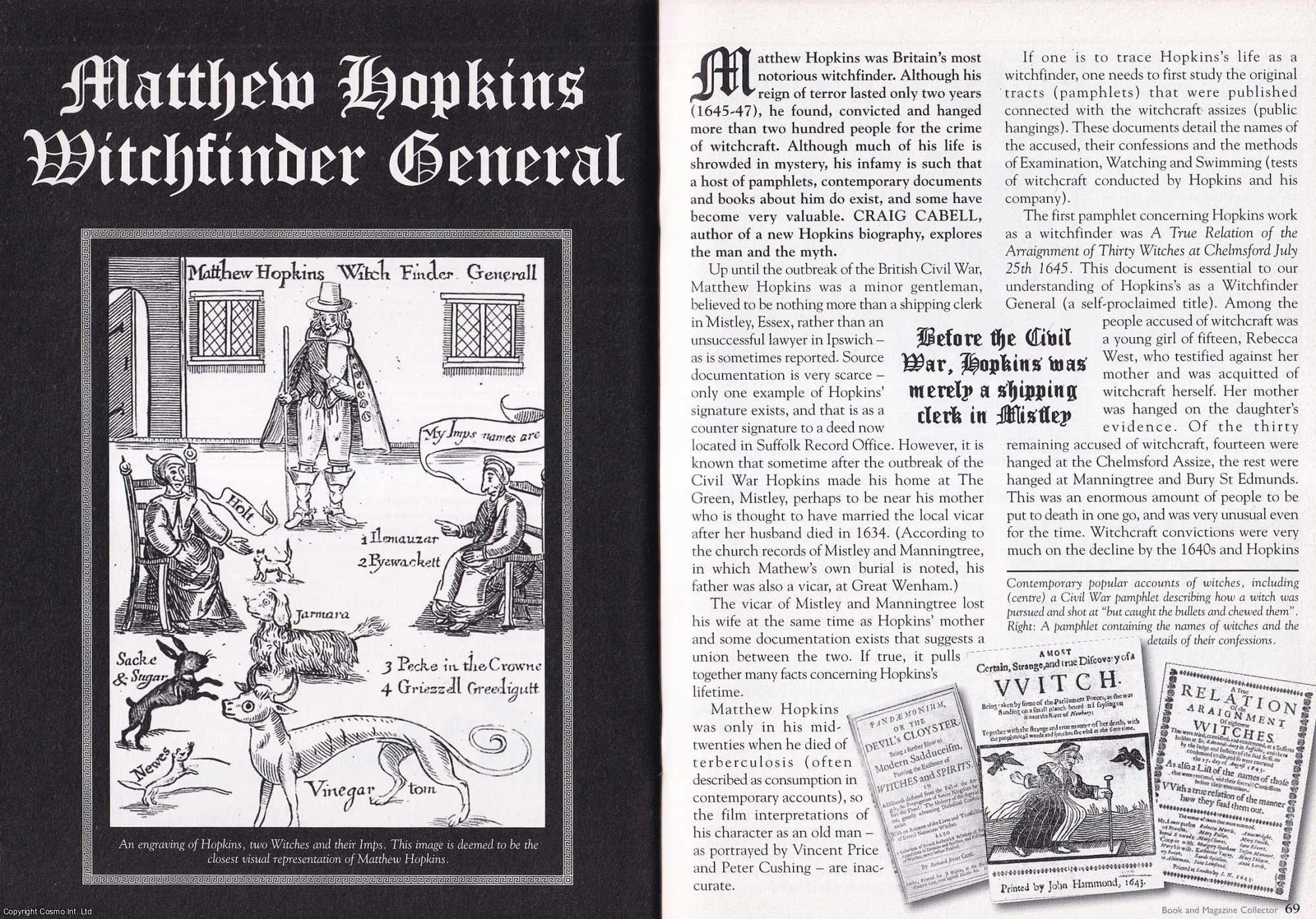 Craig Cabell - Matthew Hopkins : Witchfinder General. This is an original article separated from an issue of The Book & Magazine Collector publication, 2006.