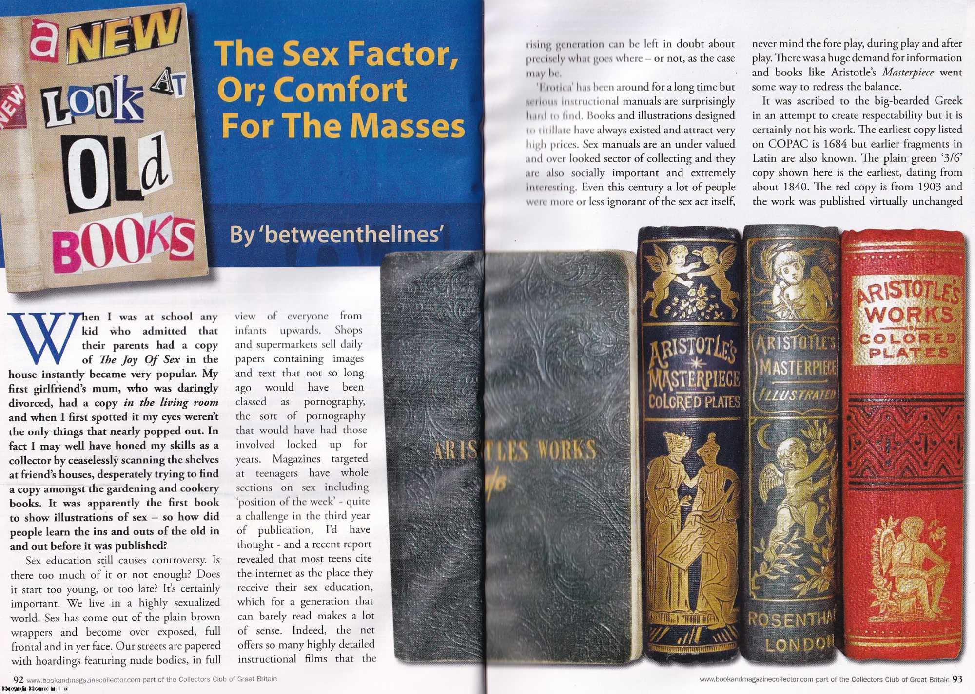 Unstated - The Sex Factor, or Comfort for The Masses : A New Look at Old Books. This is an original article separated from an issue of The Book & Magazine Collector publication.