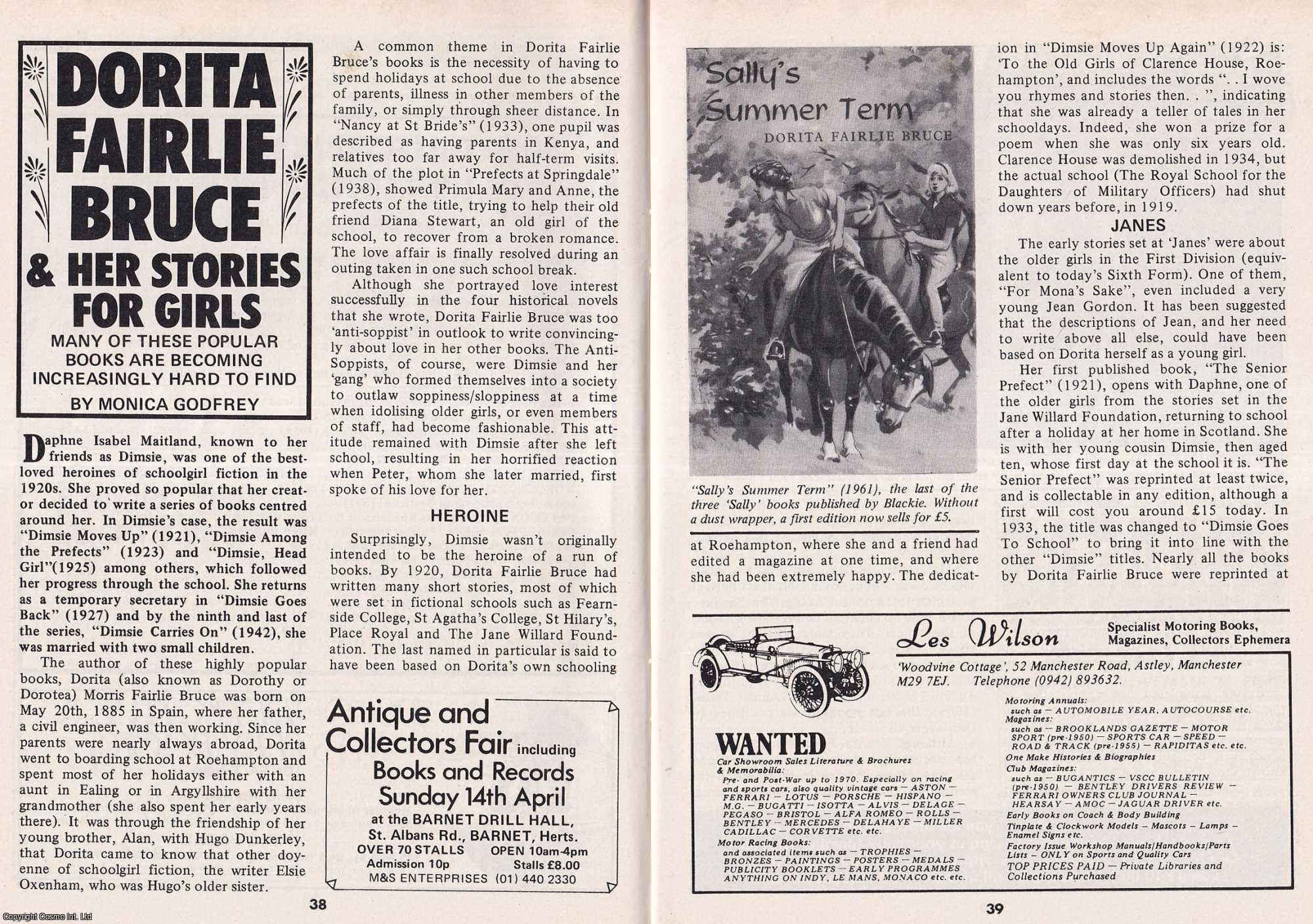 Monica Godfrey - Dorita Fairlie Bruce & Her Stories for Girls. This is an original article separated from an issue of The Book & Magazine Collector publication, 1985.
