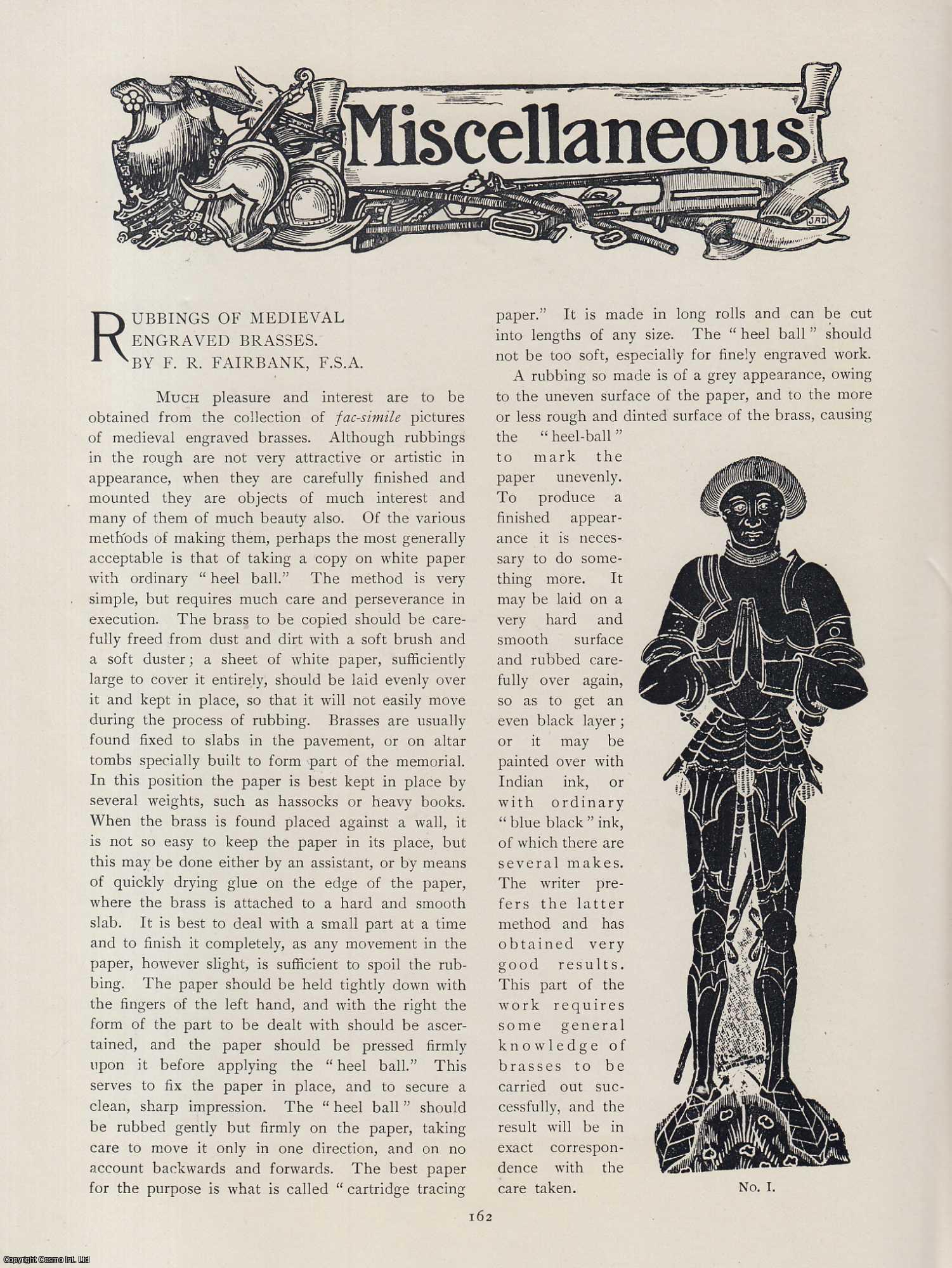 F.R. Fairbank - Rubbings of Medieval Engraved Brasses. An original article from The Connoisseur, 1901.