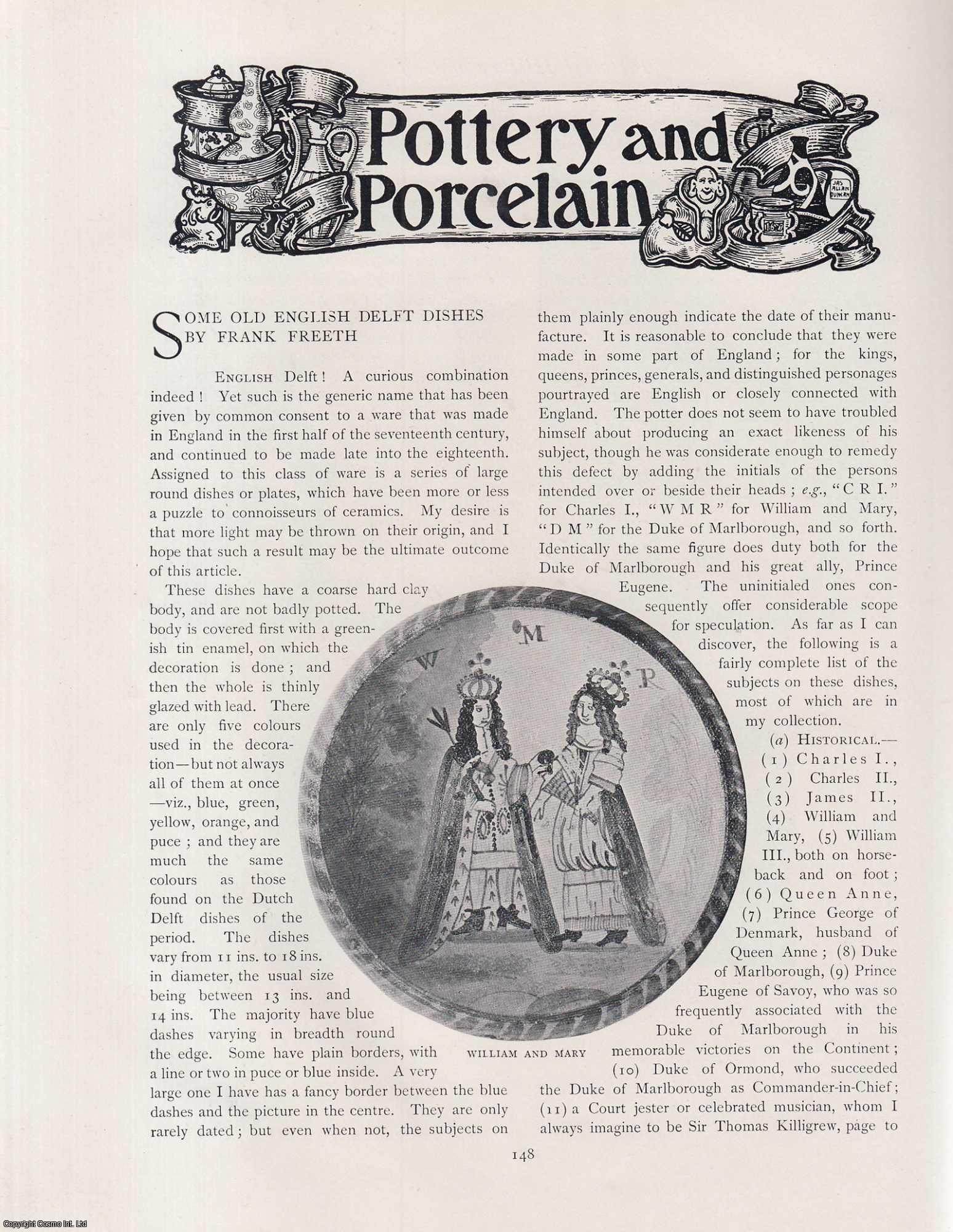 Frank Freeth - Some Old English Delft Dishes. An original article from The Connoisseur, 1902.