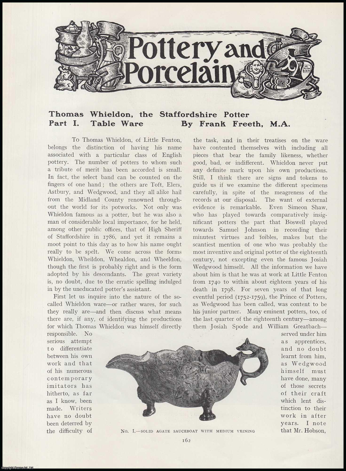 Frank Freeth - Thomas Whieldon, The Staffordshire Potter (part 1) : Table Ware. An original article from The Connoisseur, 1905.