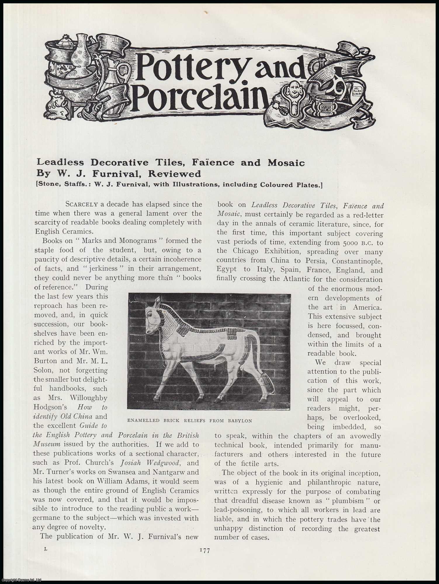 W.J. Furnival - Leadless Decorative Tiles, Faience and Mosaic. An original article from The Connoisseur, 1905.