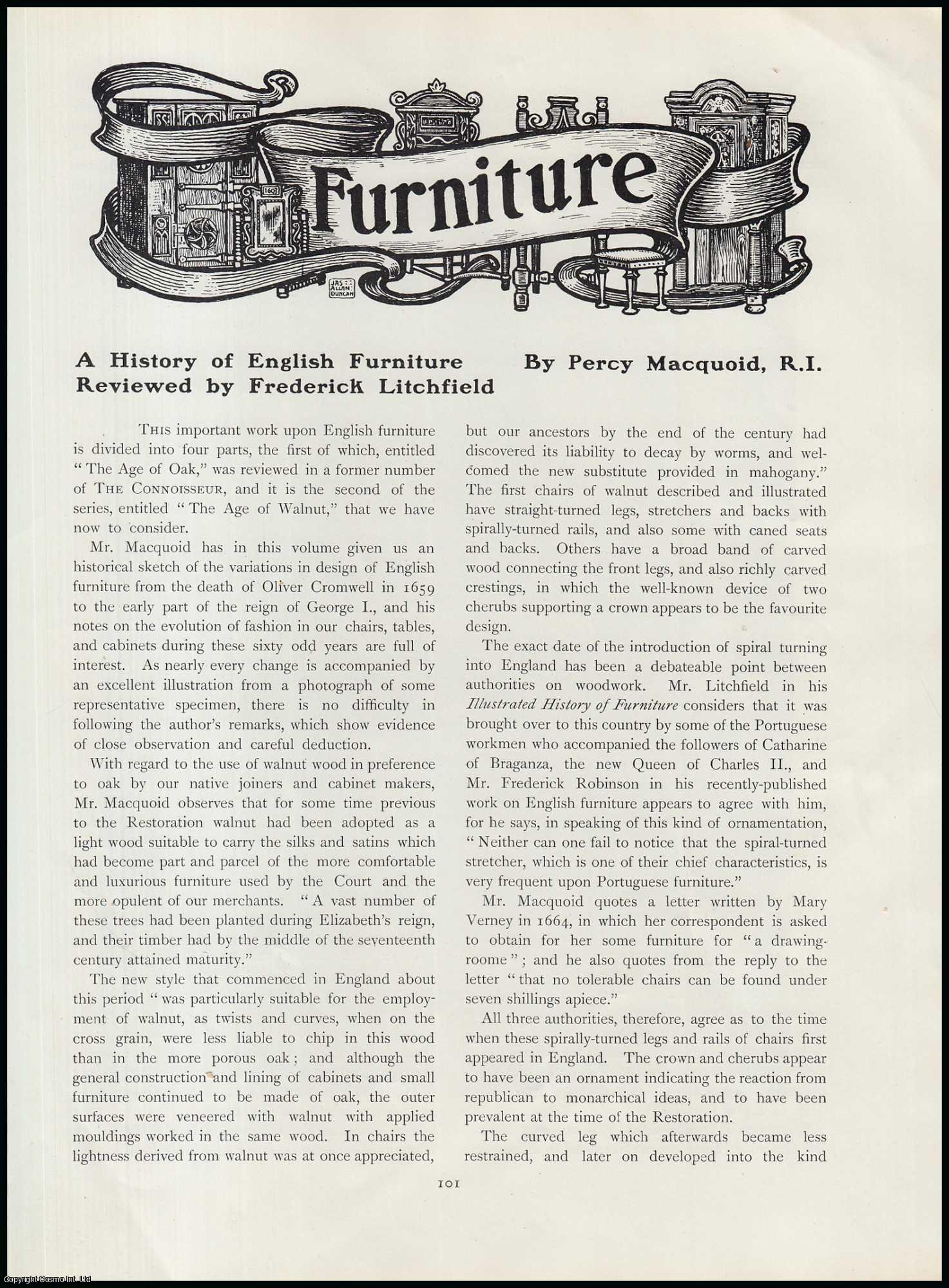 Percy Macquoid - A History of English Furniture : Reviewed by Frederick Litchfield. An original article from The Connoisseur, 1906.