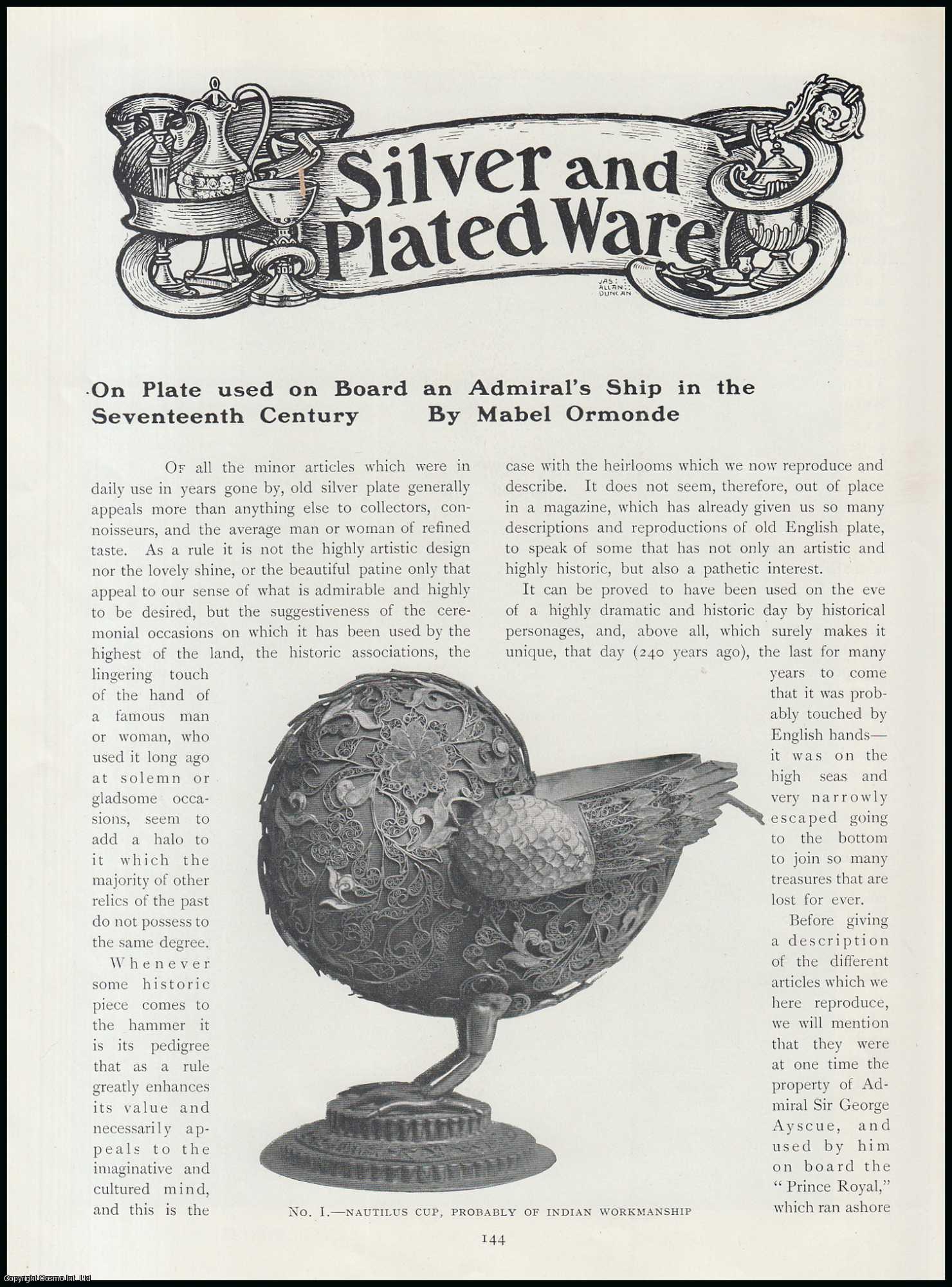 Mabel Ormonde - On Plate Used on Board an Admiral's Ship in The Seventeenth Century. An original article from The Connoisseur, 1906.