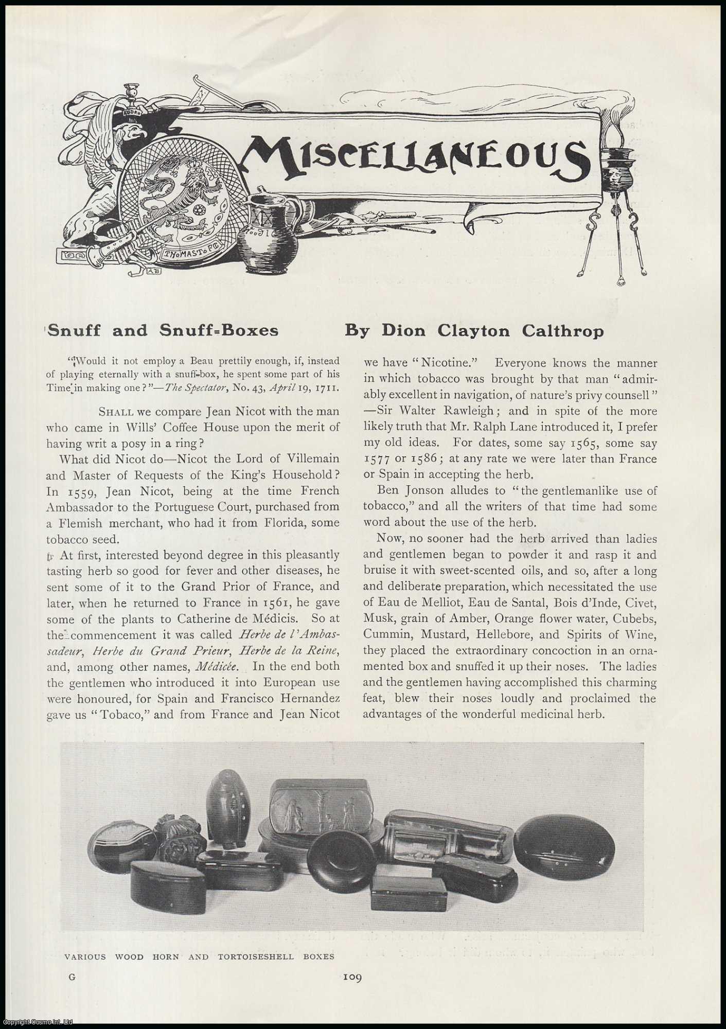 Dion Clayton Calthrop - Snuff and Snuff Boxes. An original article from The Connoisseur, 1909.