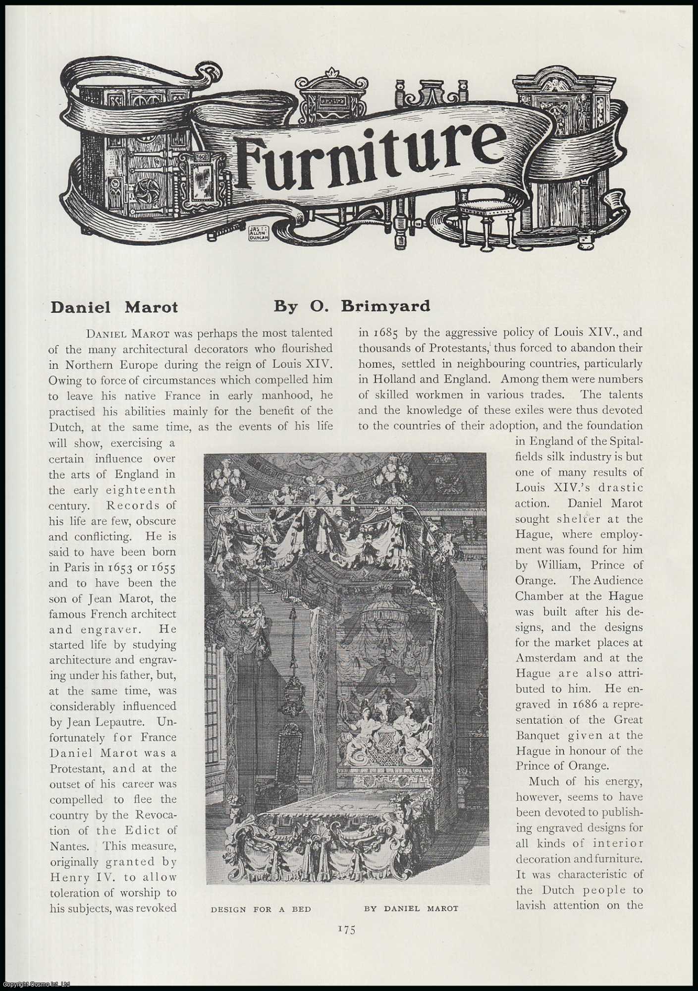 O. Brimyard - Daniel Marot, Architectural Decorator. An original article from The Connoisseur, 1910.