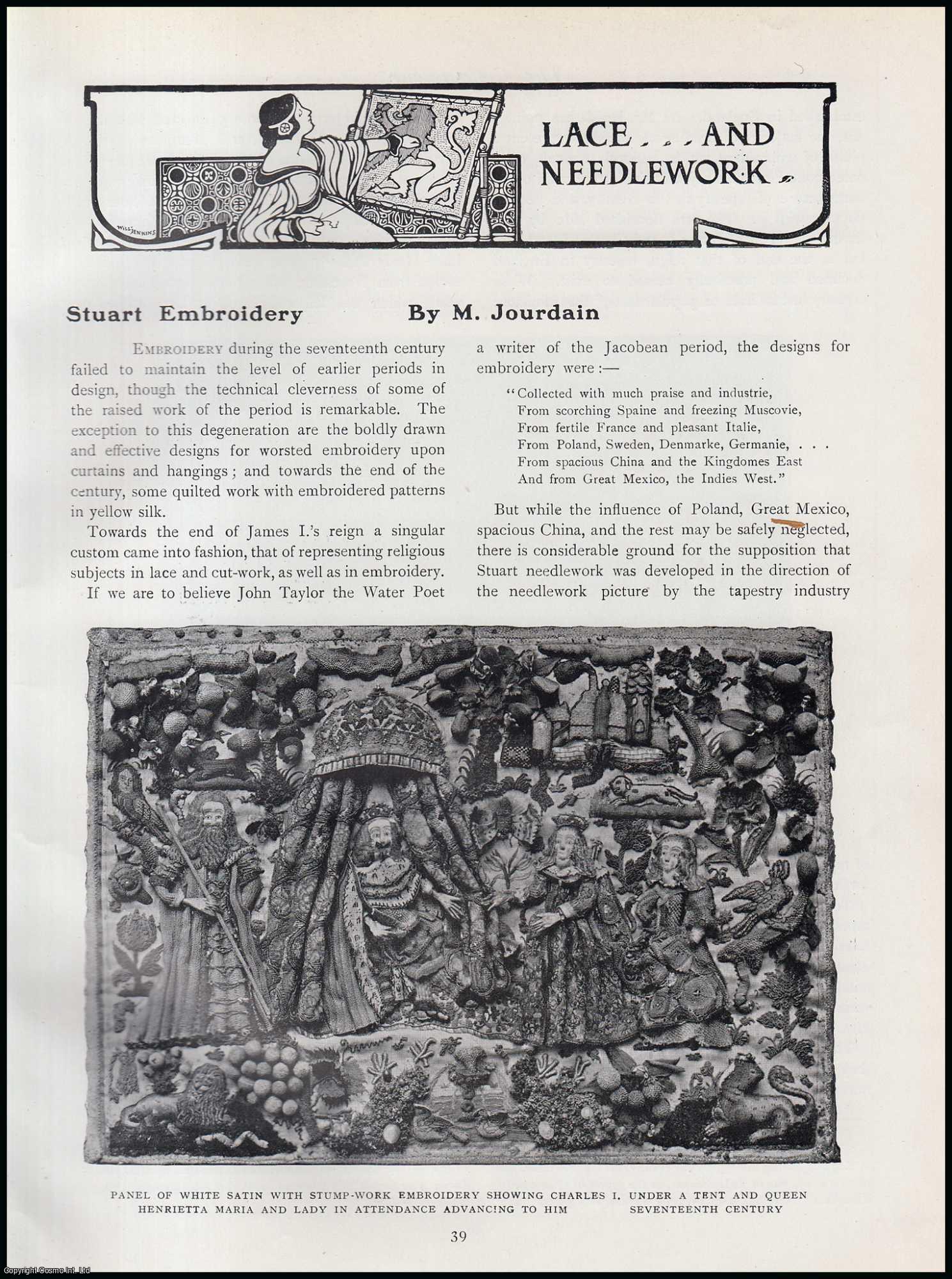 M. Jourdain - Stuart Embroidery : Lace & Needlework. An original article from The Connoisseur, 1910.