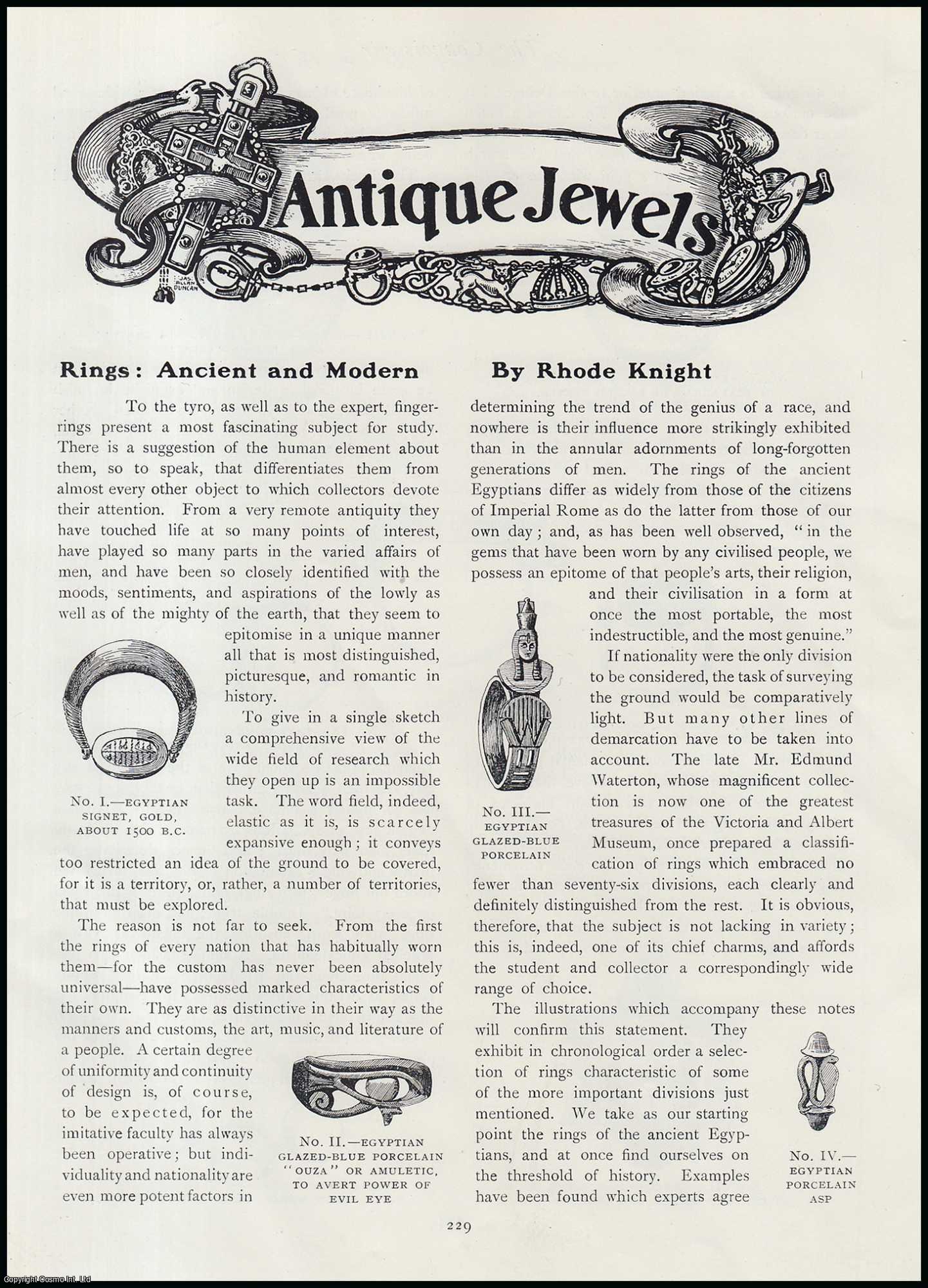 Rhode Knight - Rings for your Fingers : Ancient and Modern. An original article from The Connoisseur, 1911.