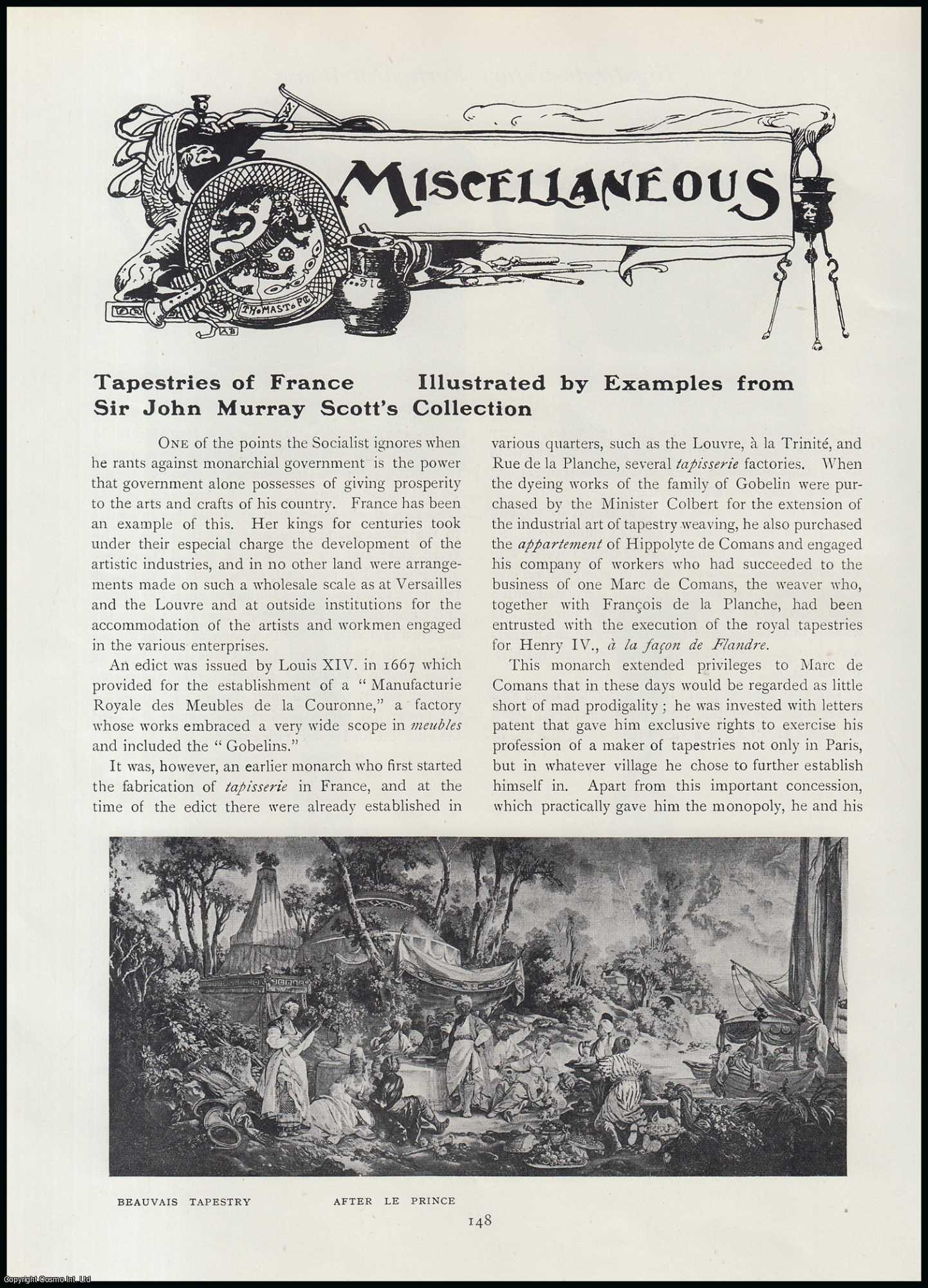 The Connoisseur - Tapestries of France : Illustrated by Examples From Sir John Murray Scott's Collection. An original article from The Connoisseur, 1911.