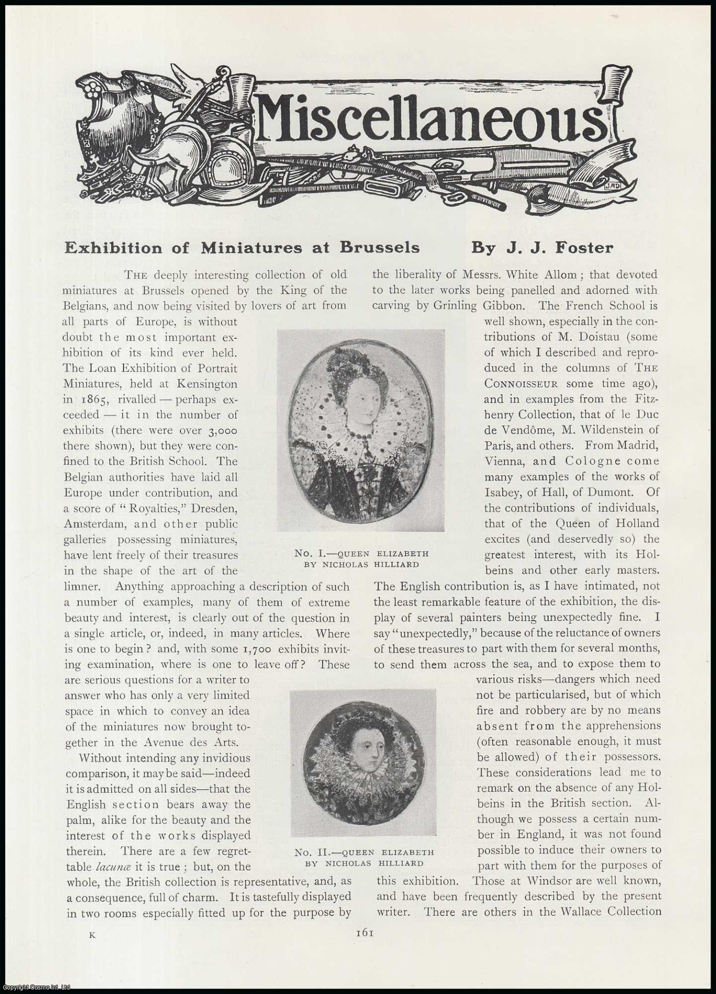 J.J. Foster - Exhibition of Miniatures at Brussels, Belgium : Opened by The King of Belgians. An original article from The Connoisseur, 1912.