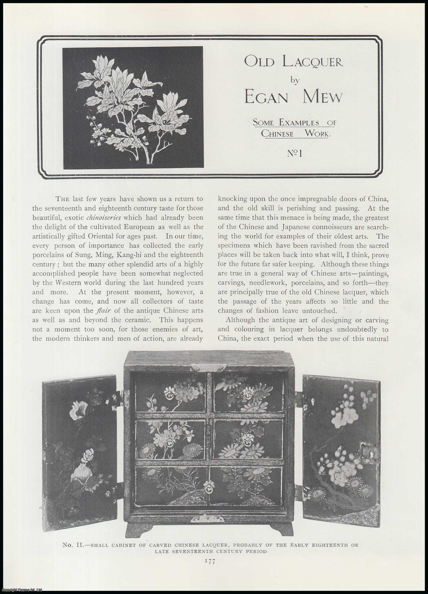 Egan Mew - Old Lacquer, Varnish : Some Examples of Chinese Work. An original article from The Connoisseur, 1912.