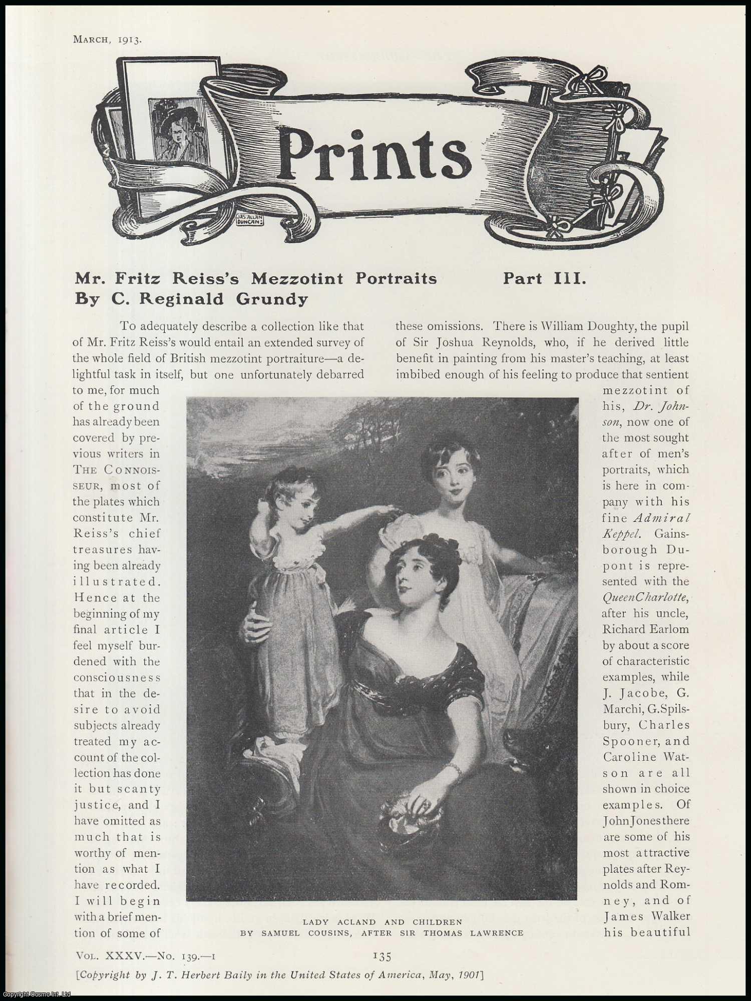 C. Reginald Grundy - Mr. Fritz Reiss's Mezzotint Portraits (part 3). An original article from The Connoisseur, 1913.