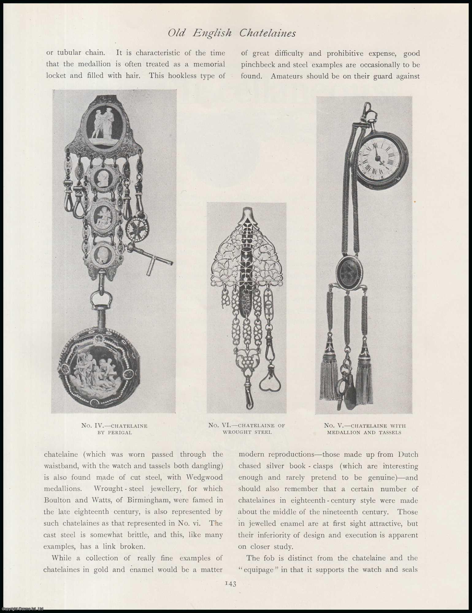 Joan Evans - Old English Chatelaines : Metal Hooks, which were attached to Tweezers, Tooth & Ear Picks, Keys, etc. An original article from The Connoisseur, 1915.
