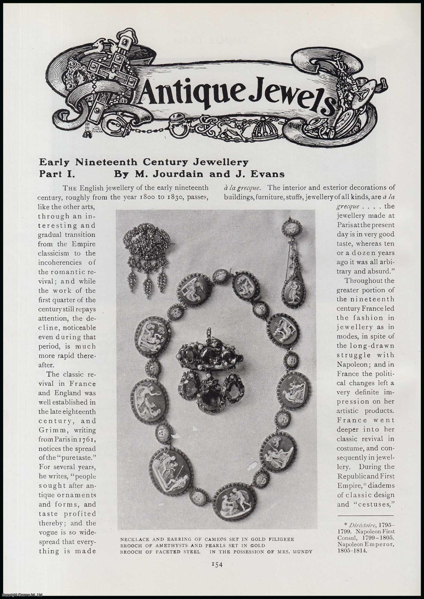 M. Jourdain & J. Evans - Early Nineteenth Century Jewellery (part 1). An original article from The Connoisseur, 1920.