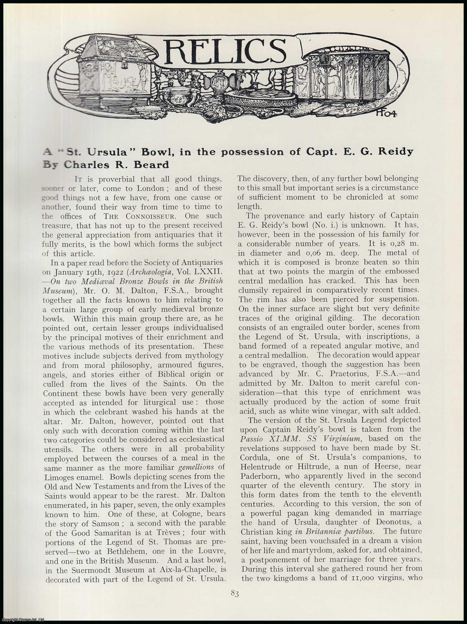 Charles R. Beard - A St. Ursula Bowl, in The Possession of Capt. E.G. Reidy. An original article from The Connoisseur, 1929.