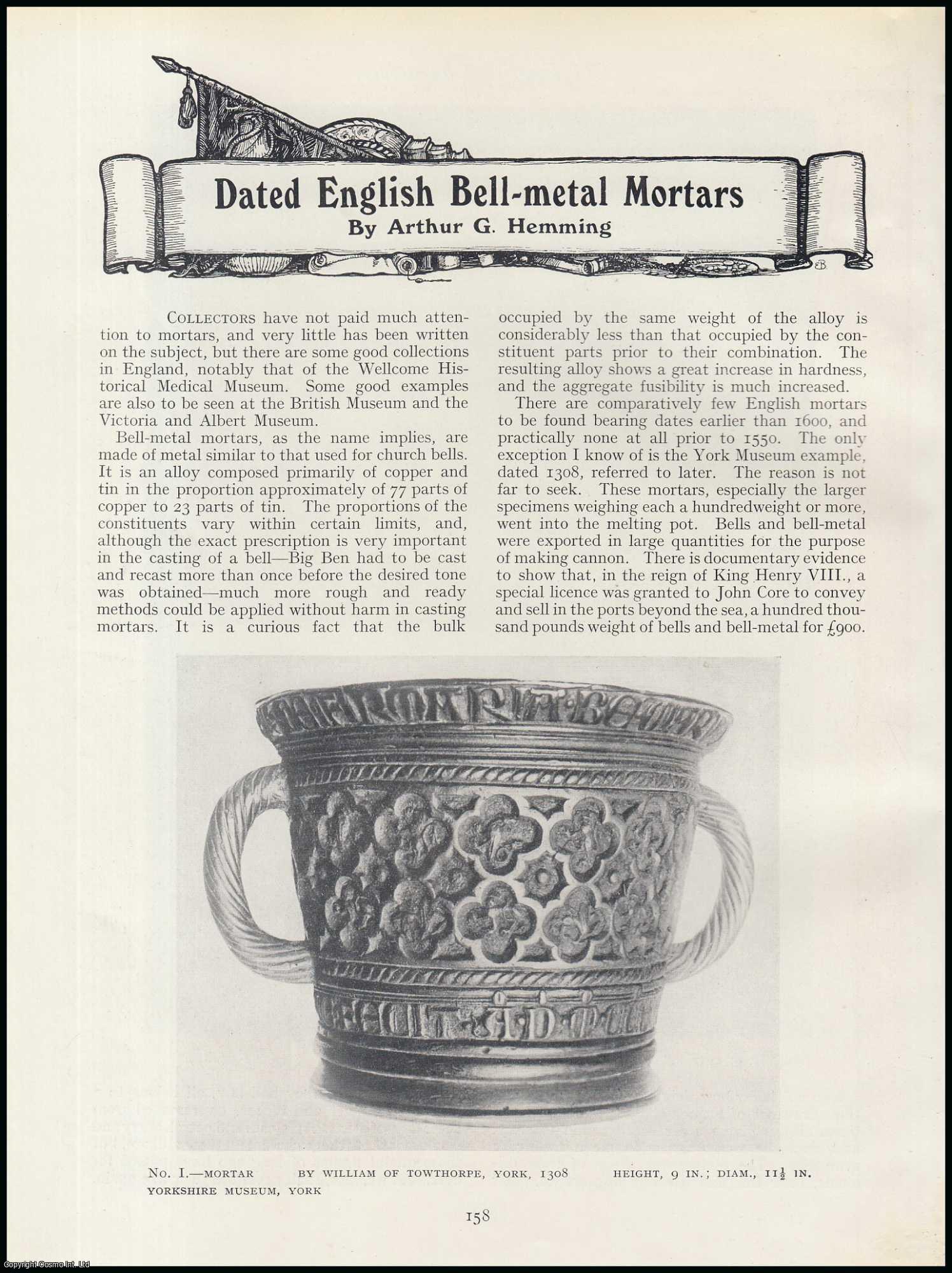 Arthur G. Hemming - Dated English Bell-Metal Mortars. An original article from The Connoisseur, 1929.