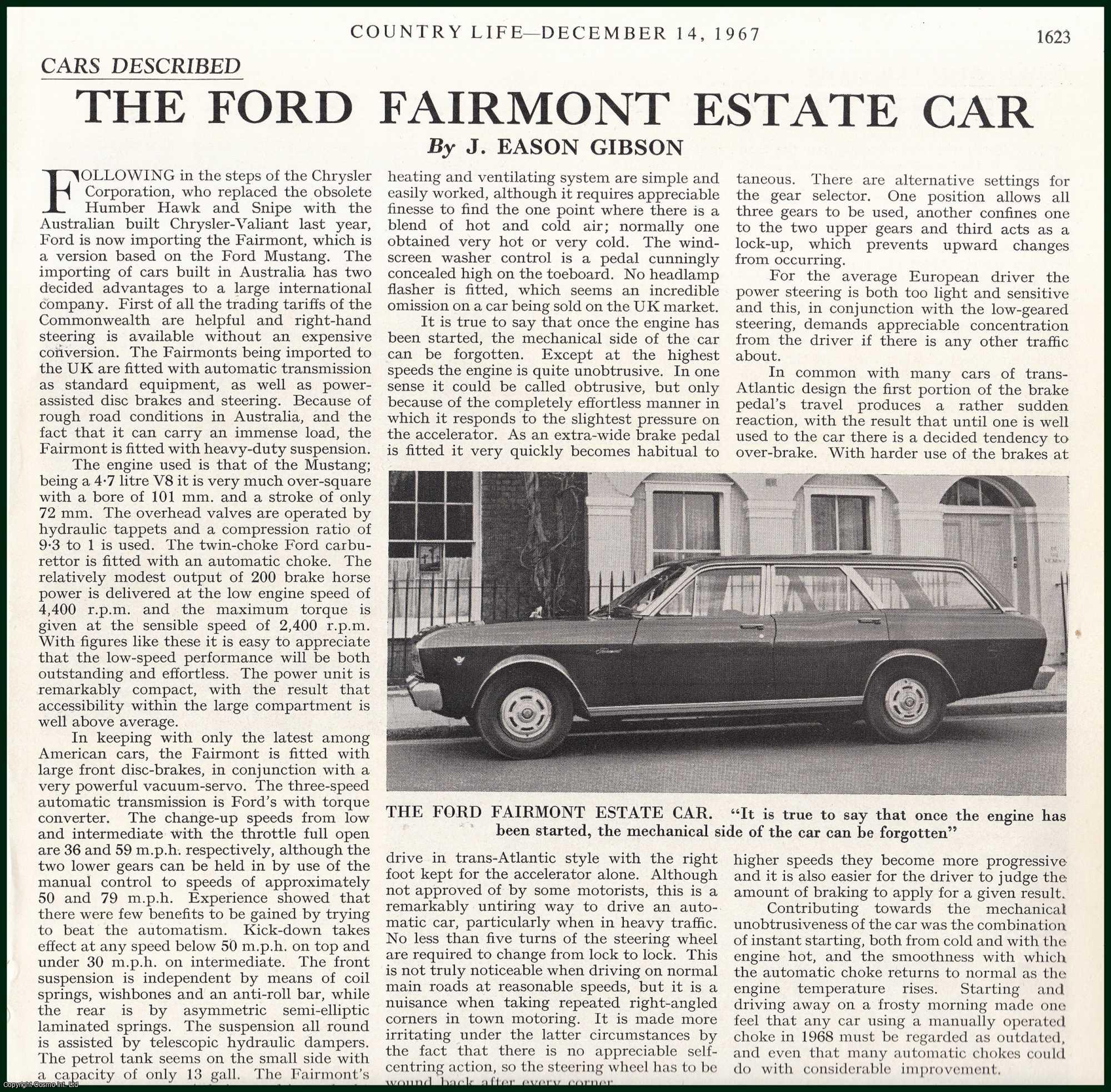 Country Life Magazine - The Ford Fairmont Estate Car. One picture and accompanying text, removed from an original issue of Country Life Magazine, 1967.